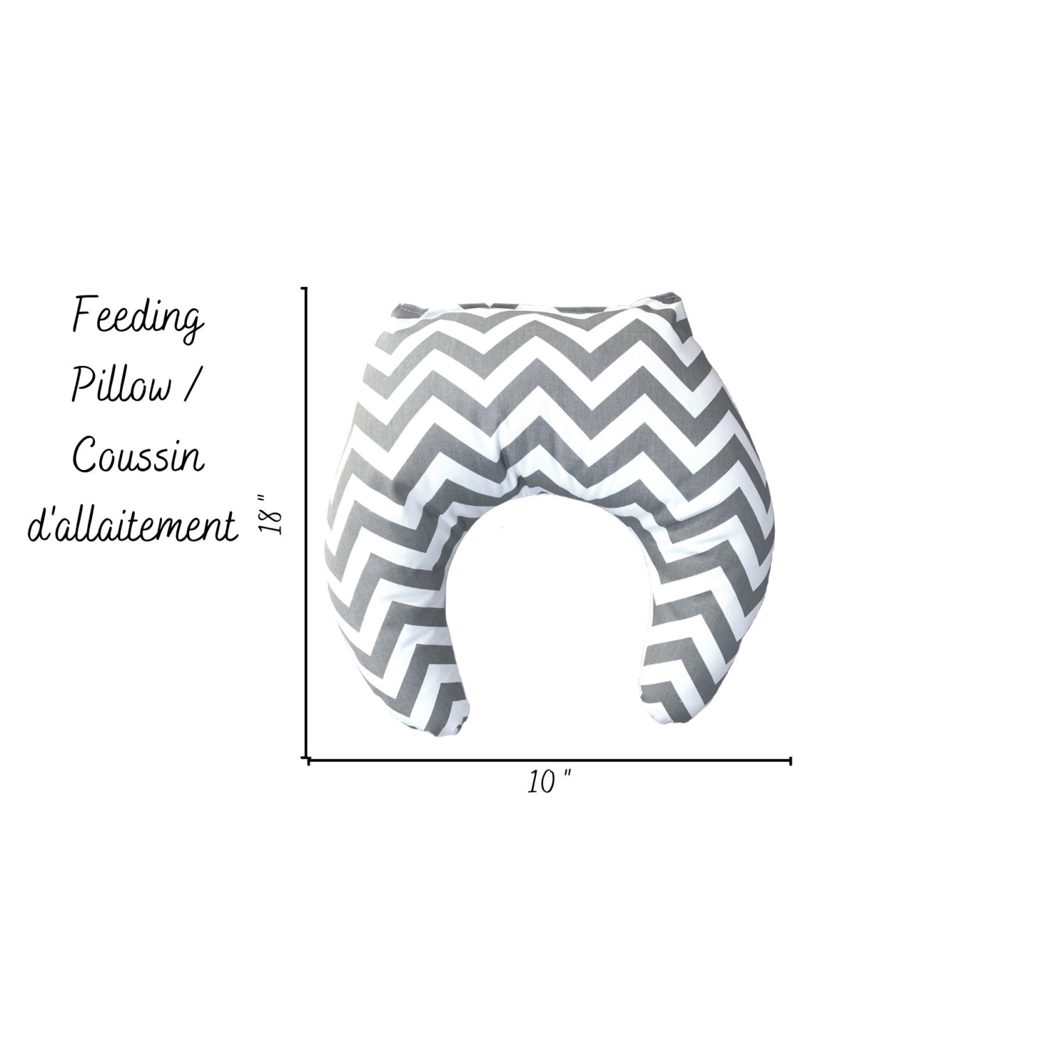 Bebelelo - Literie pour bébé minimaliste grise et blanche à chevrons/zigzag avec coussin d'allaitement