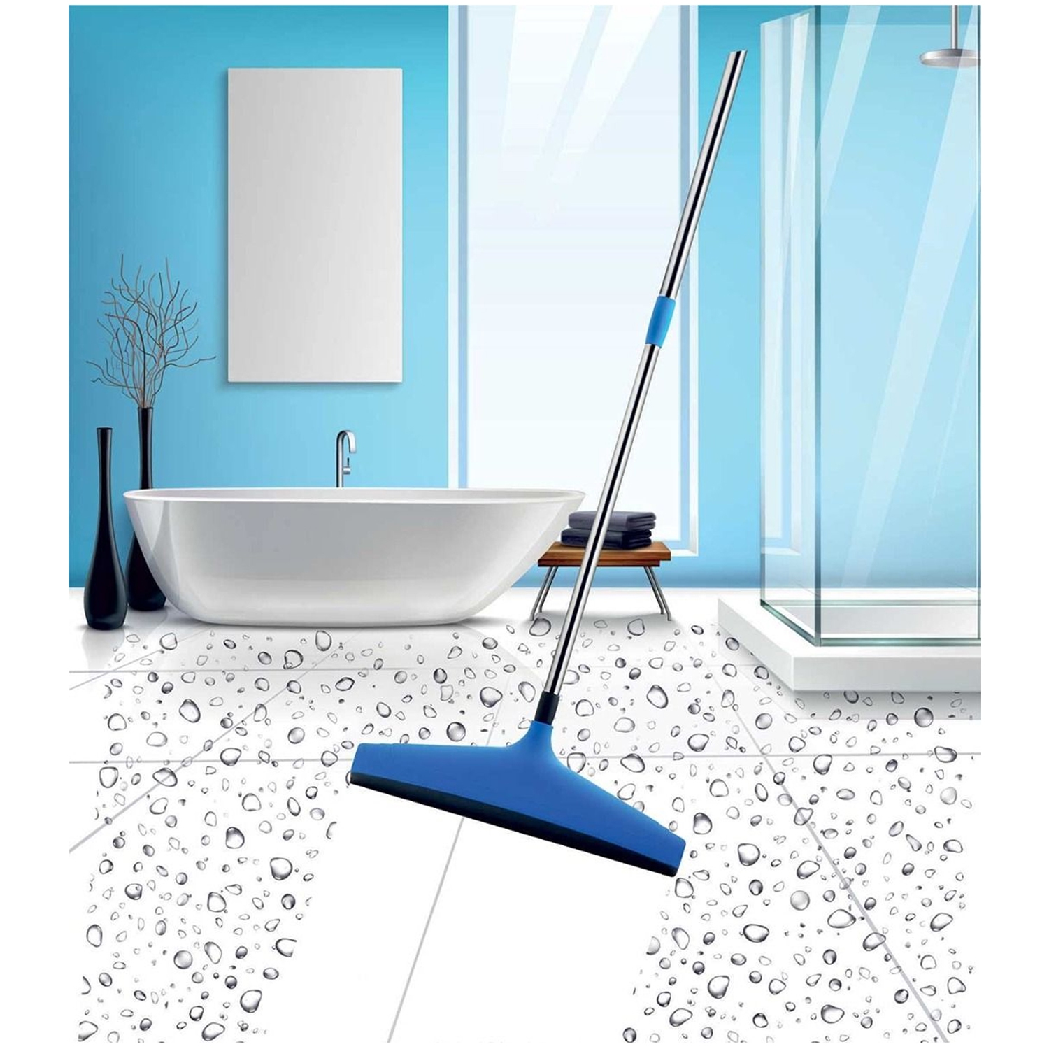 Floor Stainless Steel Rod Wiper Cleaner for Concrete/Tile Floor, Glass, Window, Garage, Deck and Shower