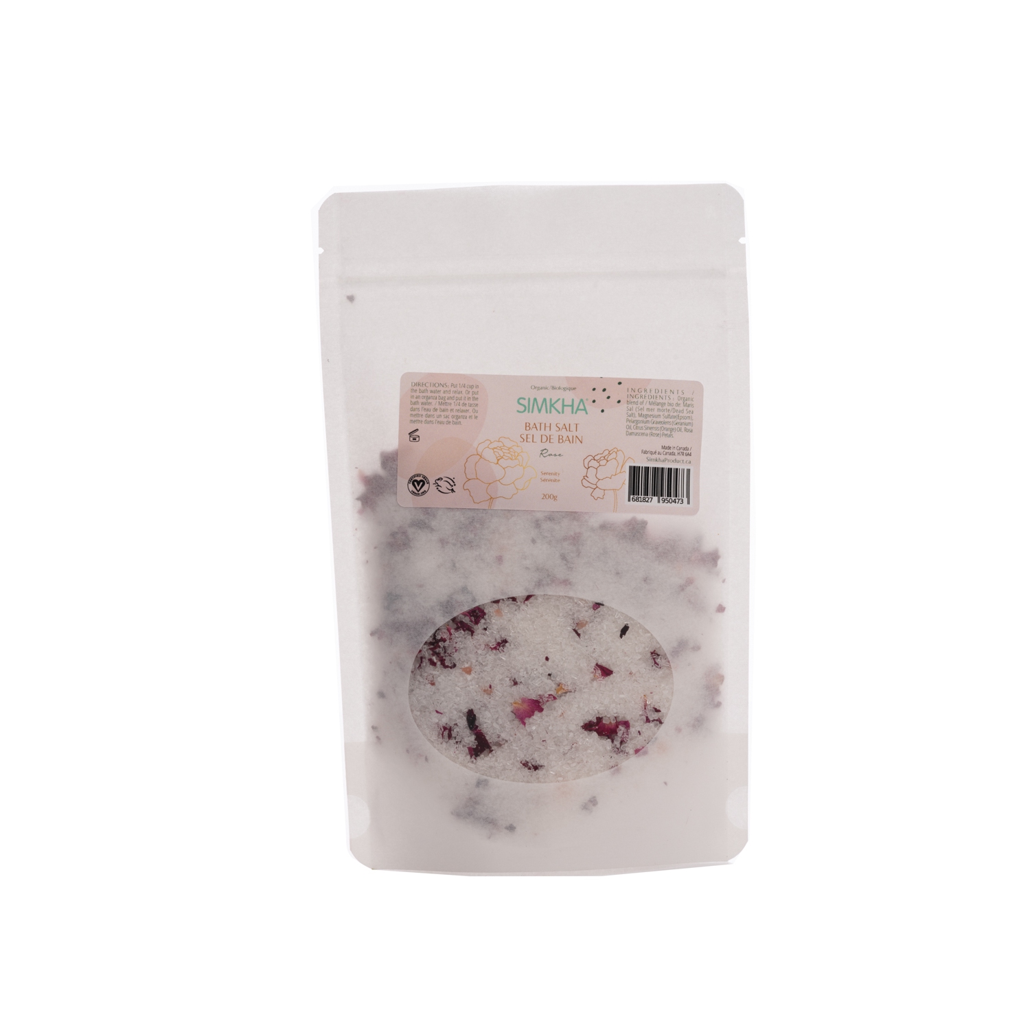 Serenity bath salt with rose petals