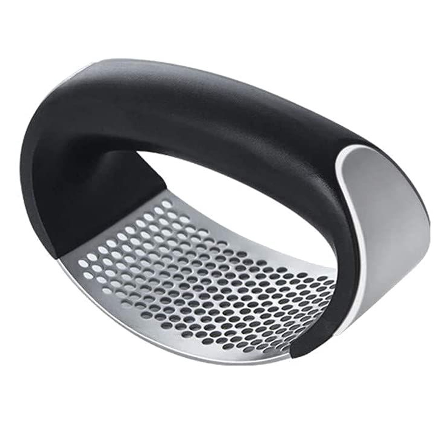 Garlic Press Crusher Ginger Rocker O-Shaped Handheld Stainless Steel with plastic handle