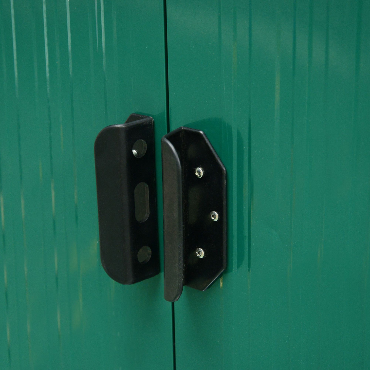 Remise de jardin Outsunny de 8,5 x 6 pi avec lumière Skylight, abri en métal avec portes doubles pour cour de jardin, vert foncé