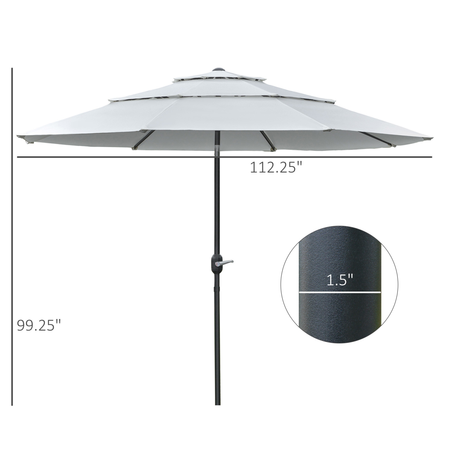 Outsunny 9FT 3 Tiers Patio Umbrella Outdoor Market Umbrella with Crank, Push Button Tilt for Deck, Backyard and Lawn, Cream White