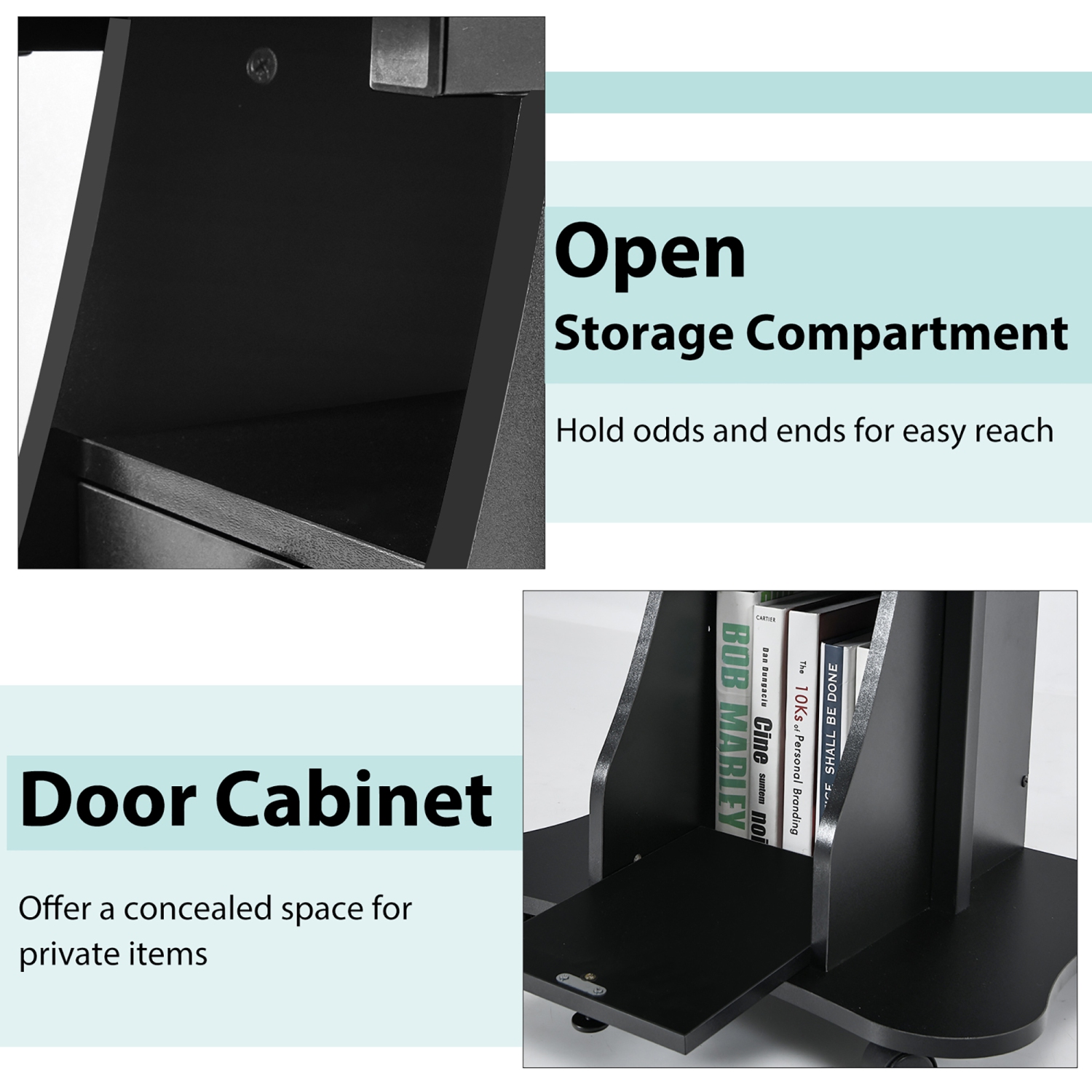 Costway Set of 2 Height Adjustable Standing Desk Mobile Podium w/Tilt Top & Door Cabinet