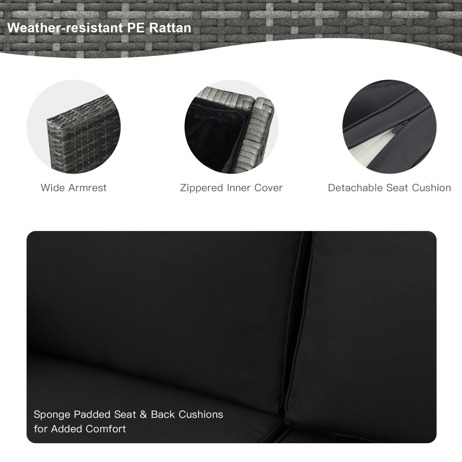 Patiojoy 9 PCS Rattan Dinning Set Wicker Sofa w/Propane Gas Fire Pit 60,000 Btu Heater Grey/Black/Navy/Red/Off White