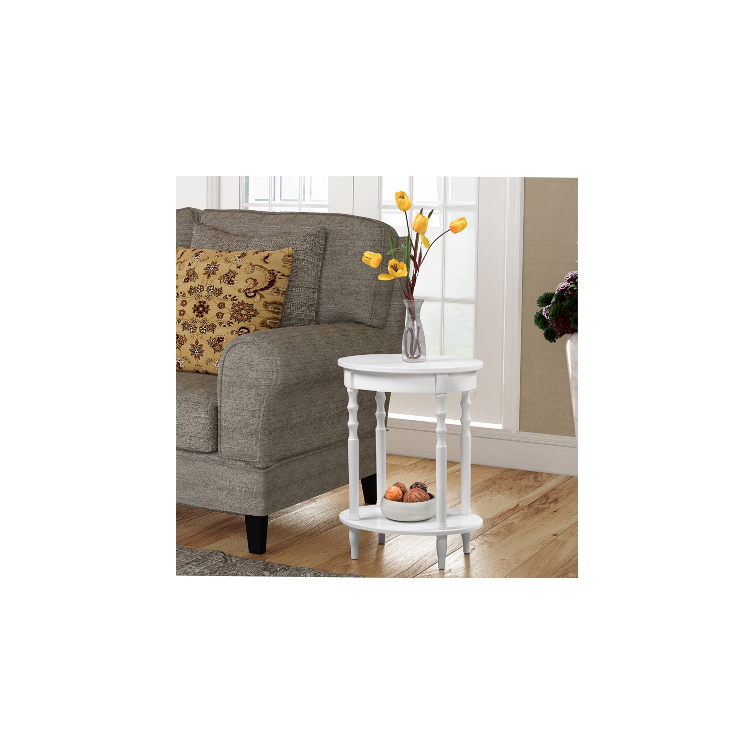 Table de bout ovale Pemberly Row, fini bois blanc