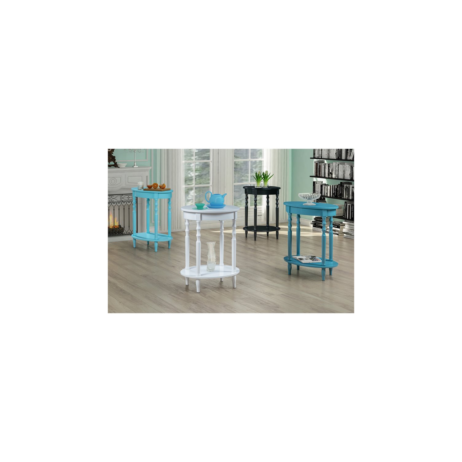 Table de bout ovale Pemberly Row, fini bois blanc