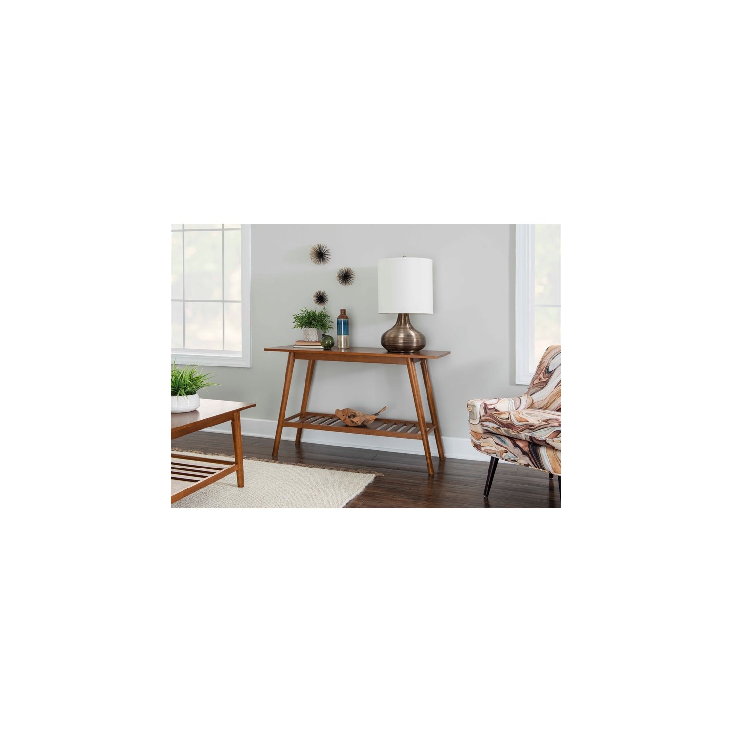 Linon Samantha Wood Console Table in Brown