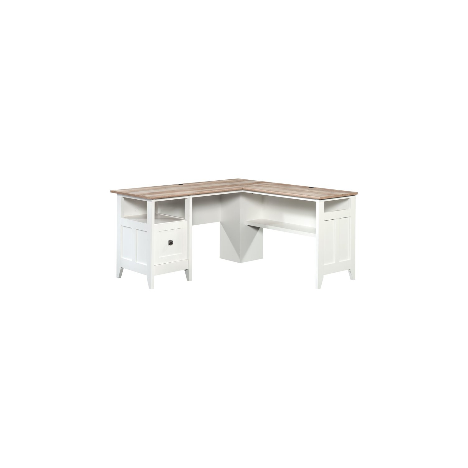 Sauder August Hill Engineered Wood L-Shaped Computer Desk in Glacier White