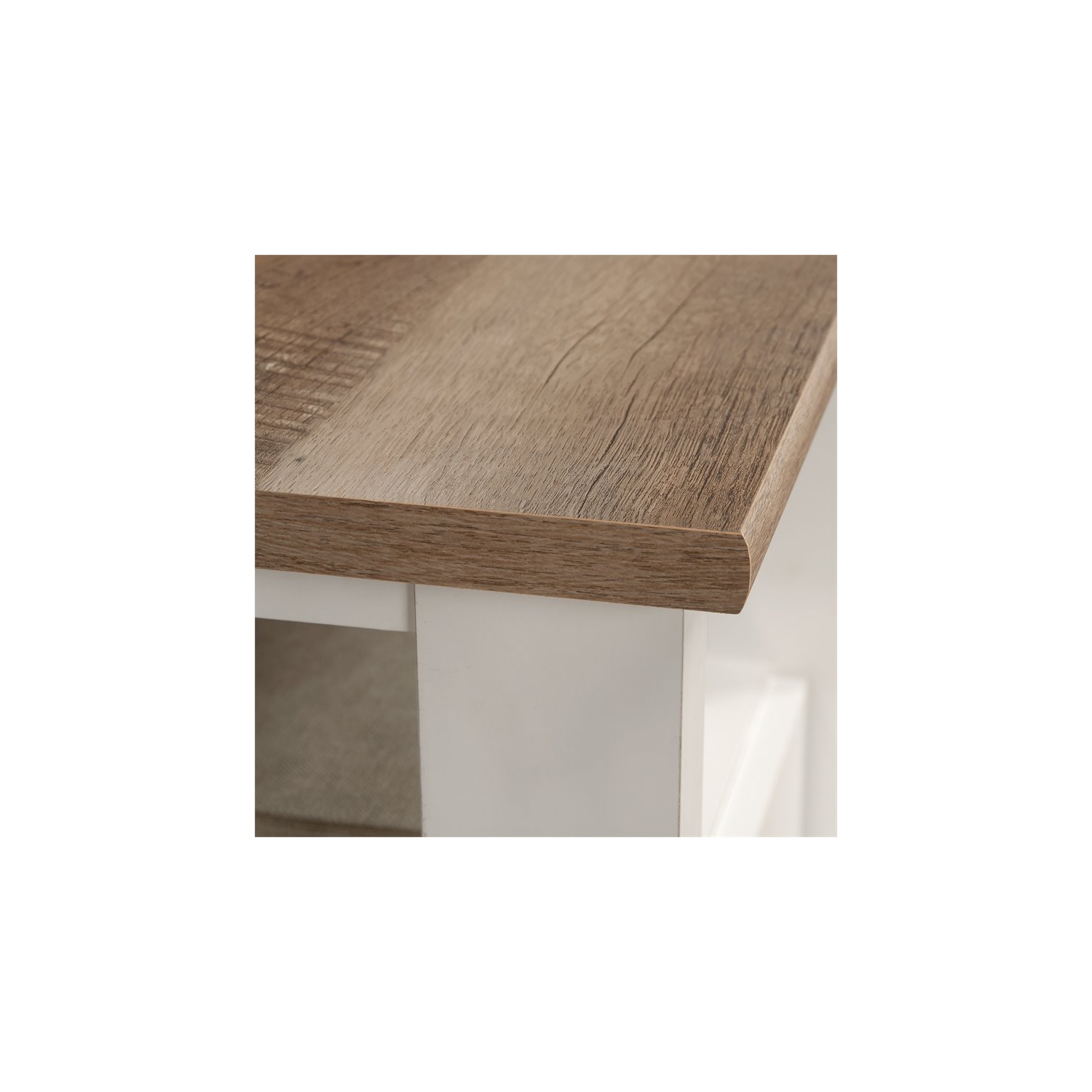 Sauder August Hill Engineered Wood L-Shaped Computer Desk in Glacier White