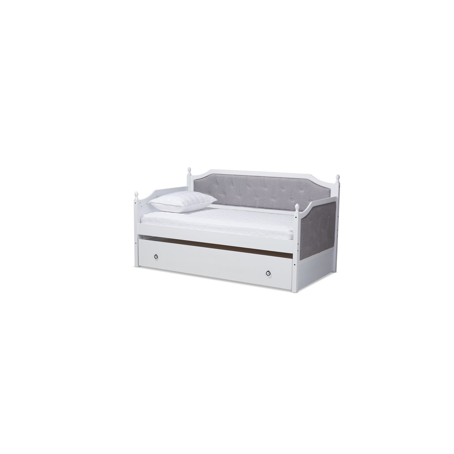 Lit de repos simple recouvert de bois traditionnel avec lit gigogne Bowery Hill, blanc