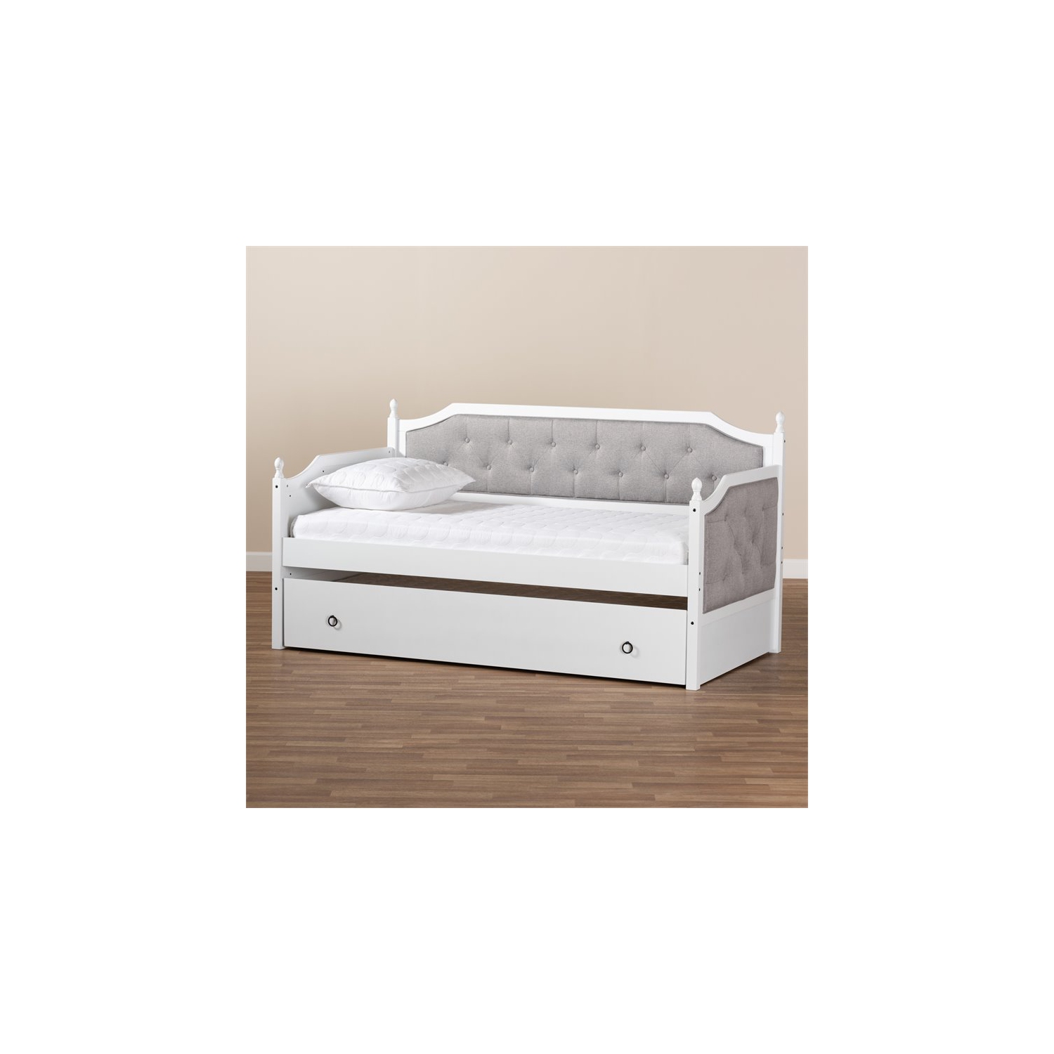 Lit de repos simple recouvert de bois traditionnel avec lit gigogne Bowery Hill, blanc