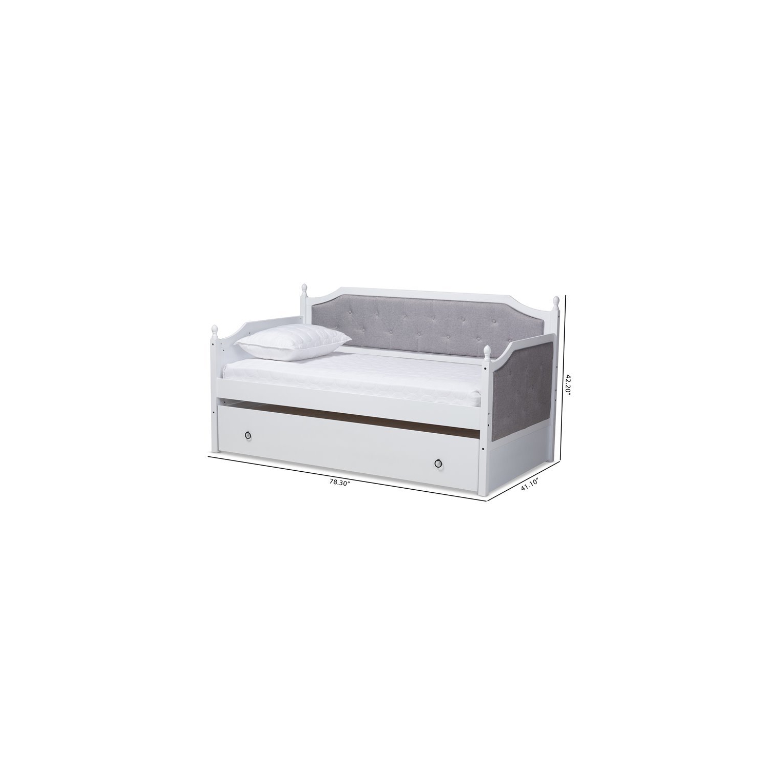 Lit de repos simple recouvert de bois traditionnel avec lit gigogne Bowery Hill, blanc