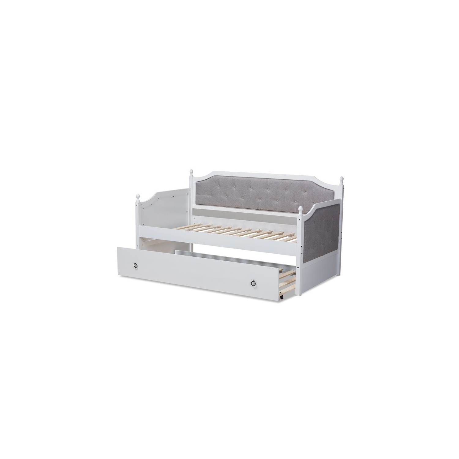 Lit de repos simple recouvert de bois traditionnel avec lit gigogne Bowery Hill, blanc