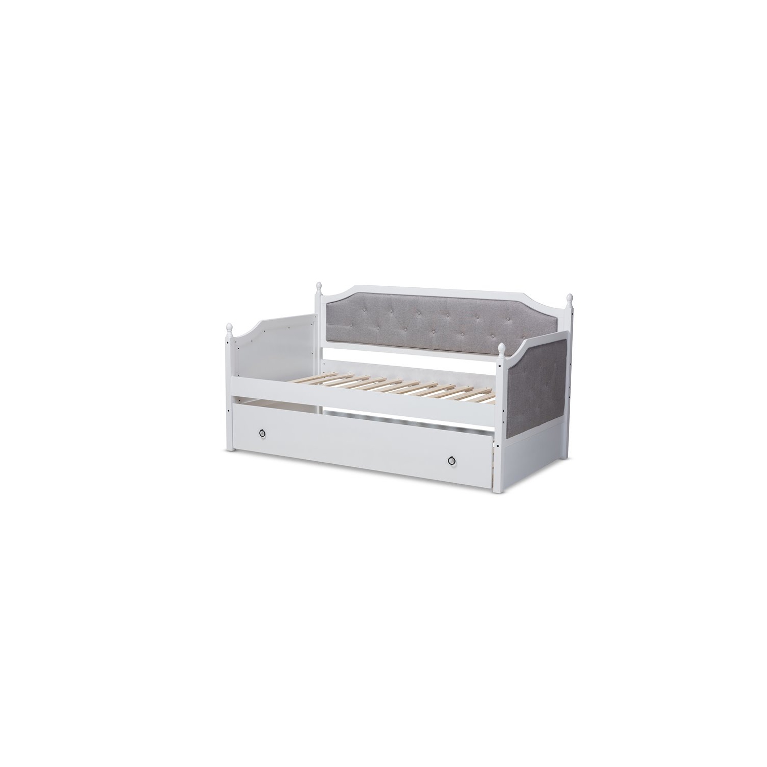 Lit de repos simple recouvert de bois traditionnel avec lit gigogne Bowery Hill, blanc
