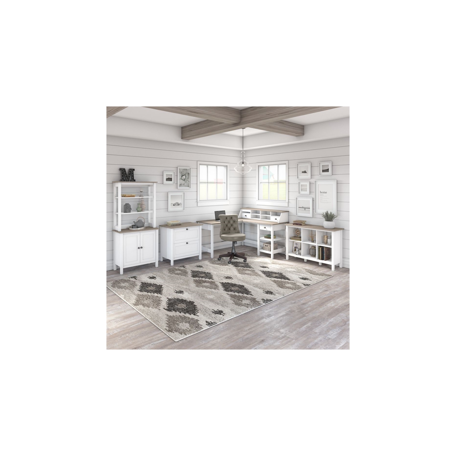 Atlin Designs Modern 6 Cube Bookcase in Shiplap Gray/White - Engineered Wood