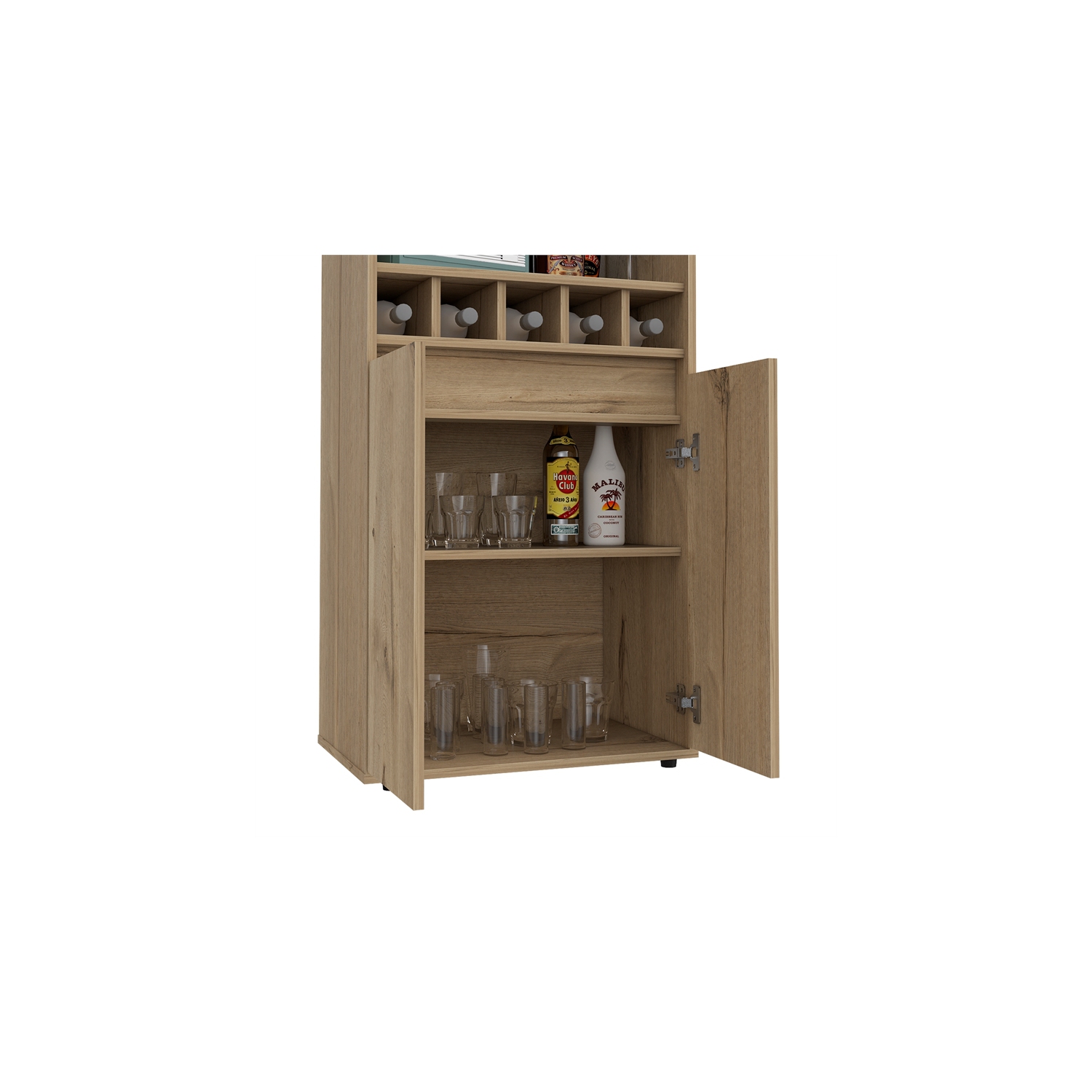 Armoire de bar de 70 po à deux portes en bois d’ingénierie moderne TuHome Prana