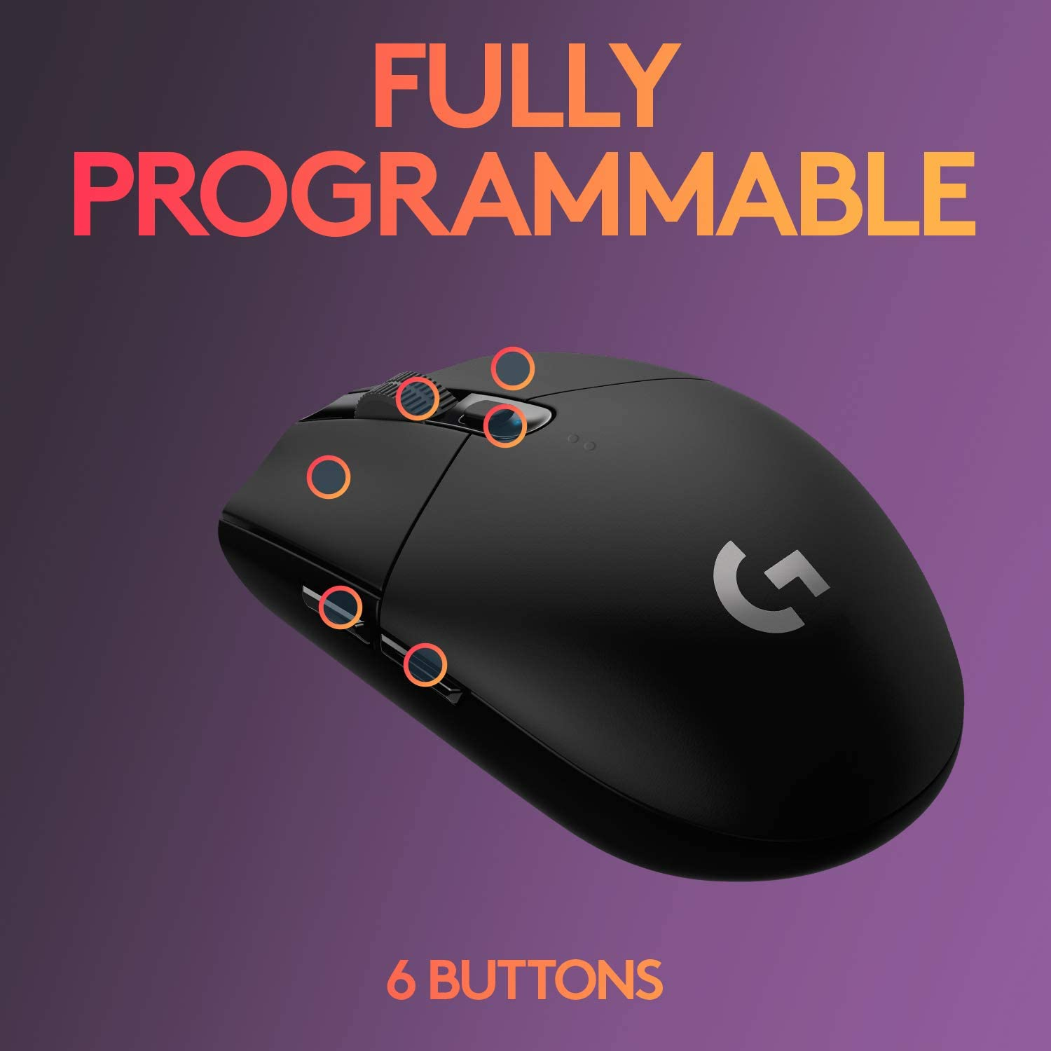 Souris de jeu sans fil G305 LIGHTSPEED de Logitech, capteur Hero 12K, 12,000 ppp, léger, 6 boutons programmables 250 H.