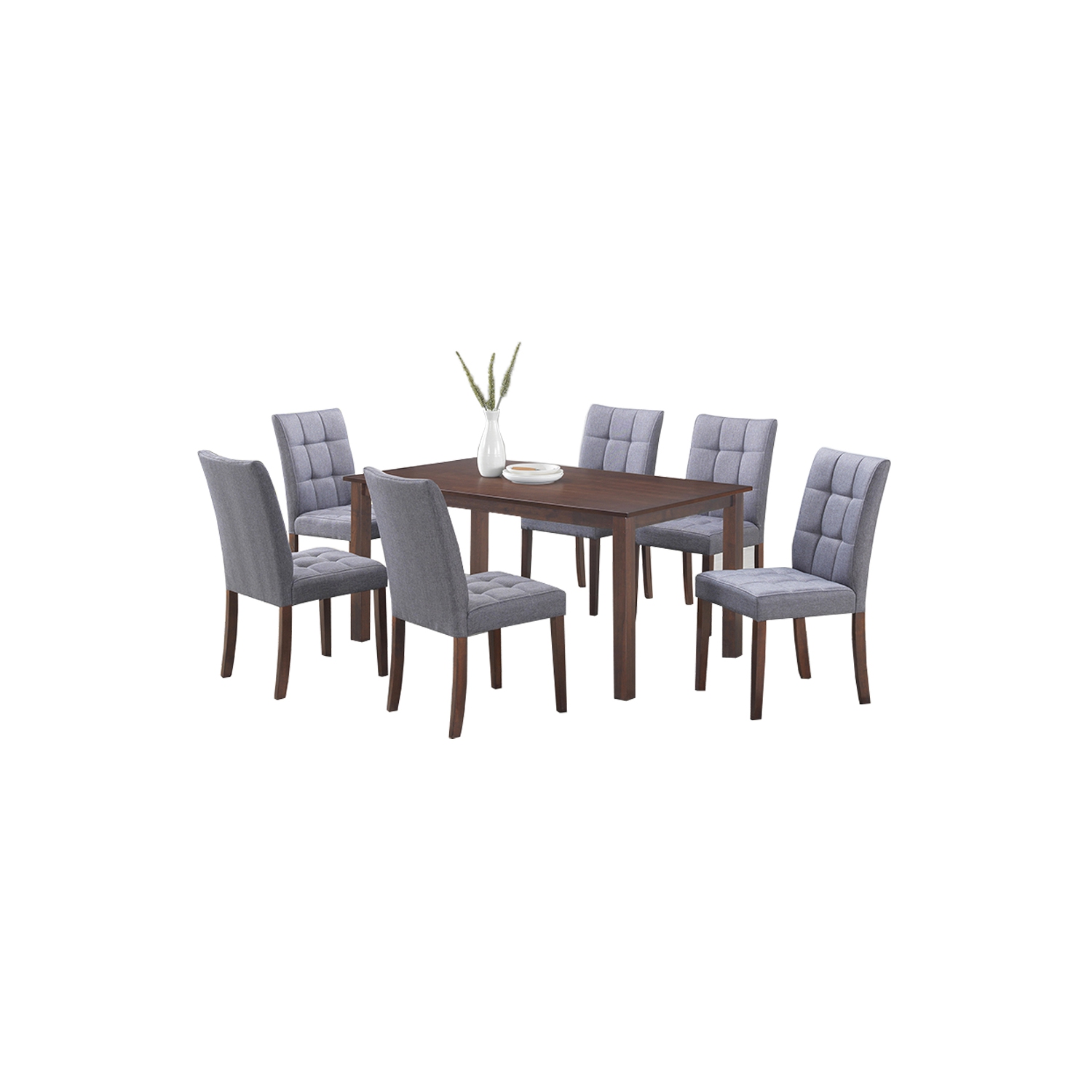 Clare 7Pc Solid Wood Dining Set - Dark Grey