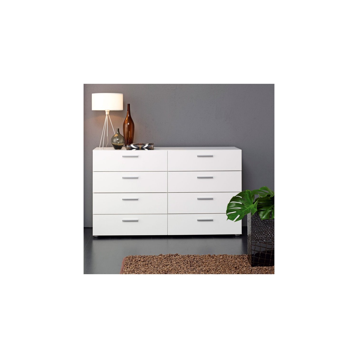 Atlin Designs Modern 8 Drawer Double Dresser in White