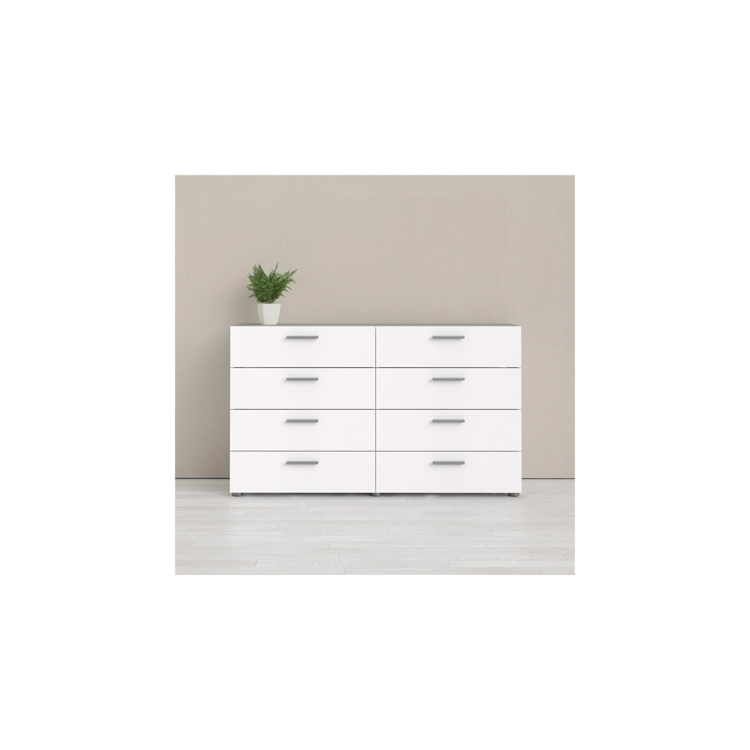 Atlin Designs Modern 8 Drawer Double Dresser in White