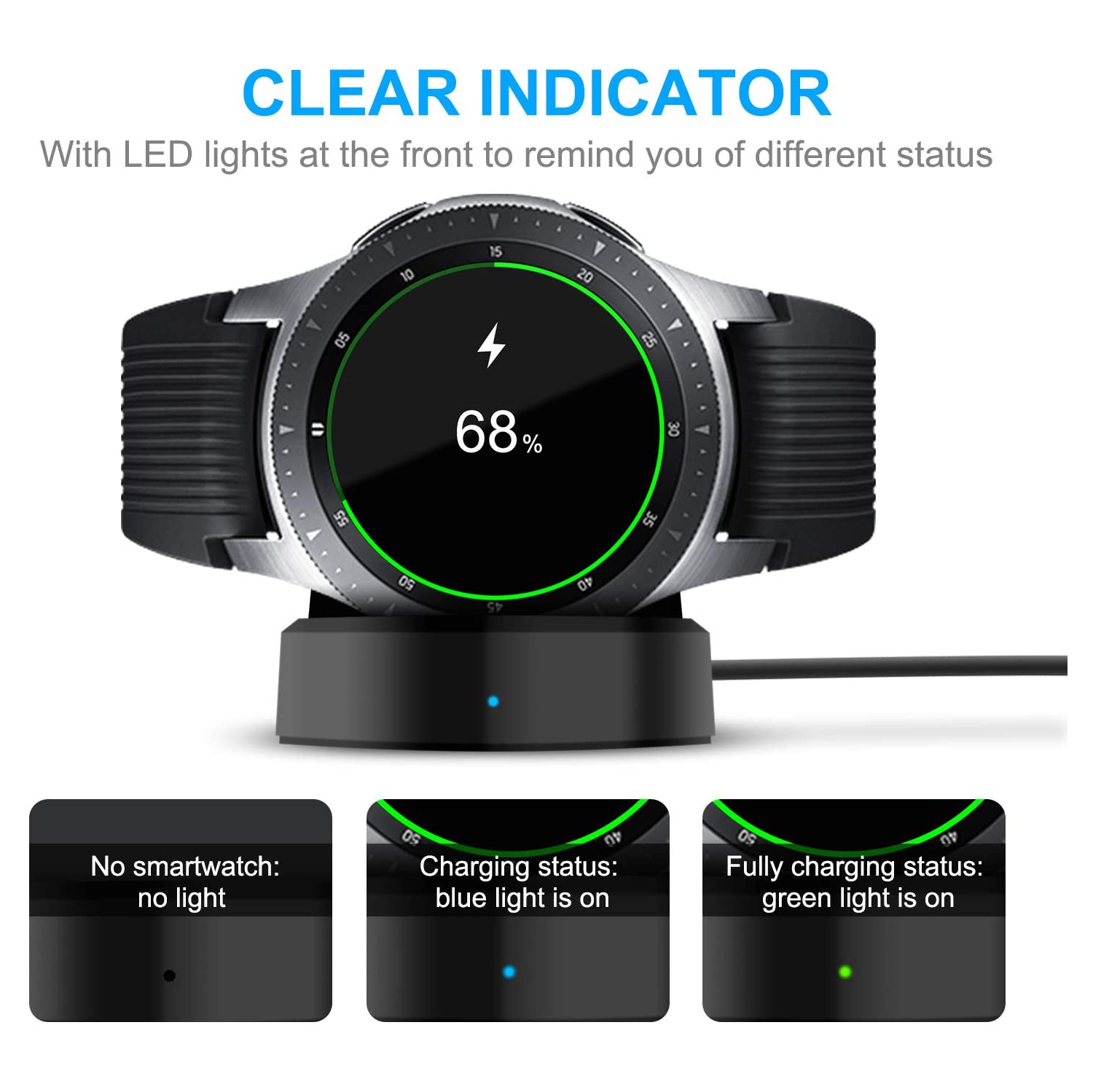 Updated Charger Compatible with Samsung Galaxy Smart Watch 42mm 46mm, Replacement Charging Dock Cradle Only Compatible