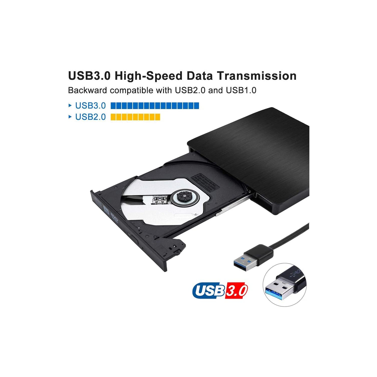 Lecteur de CD/DVD externe USB 3.0 lecteur de DVD/CD-RW lecteur de CD/DVD à  transfert de données haute vitesse compatible