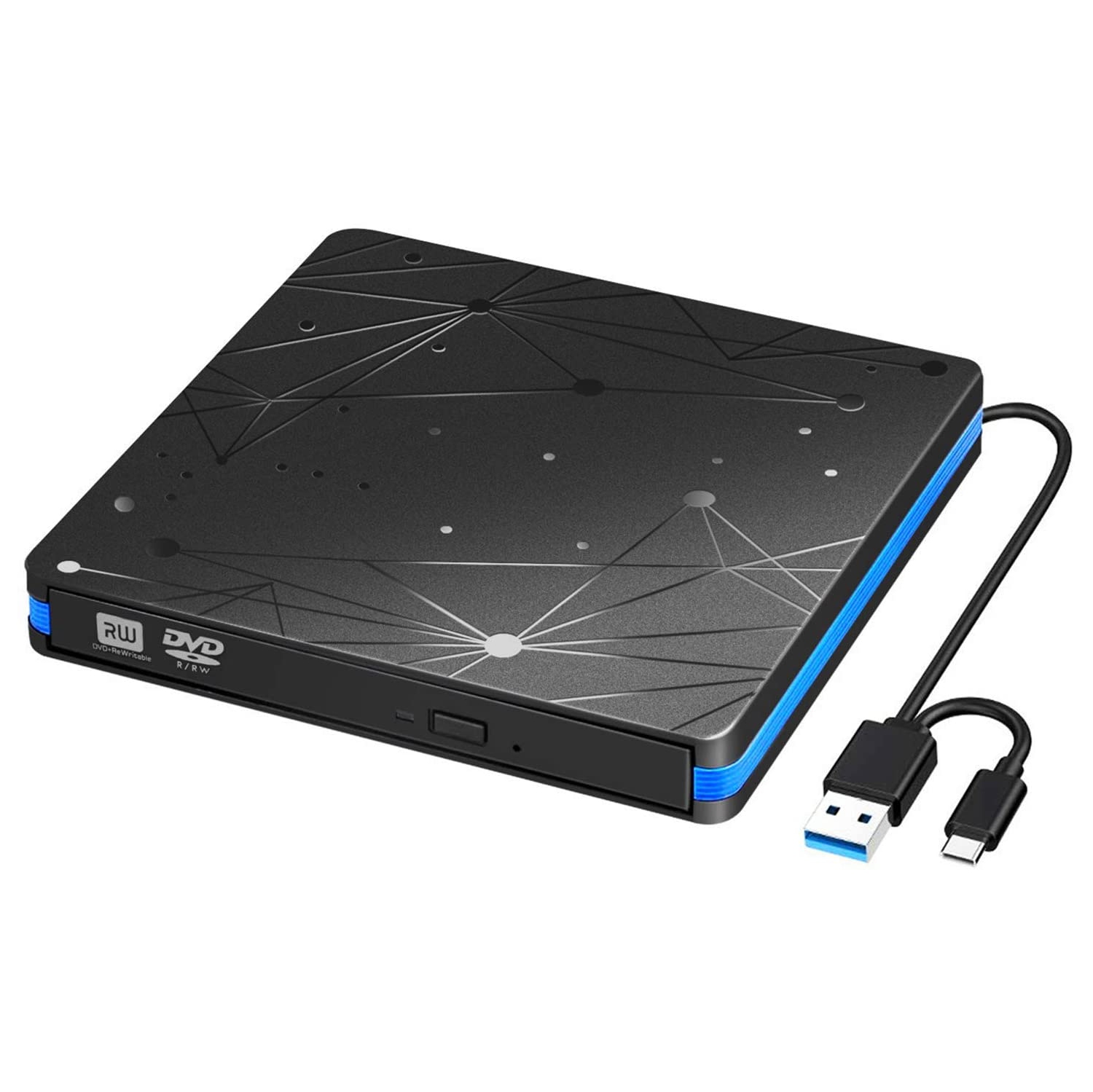 Lecteur CD/DVD externe, lecteur de DVD/CD-RW portatif USB 3.0 lecteur de CD/DVD à transfert de données haute vitesse