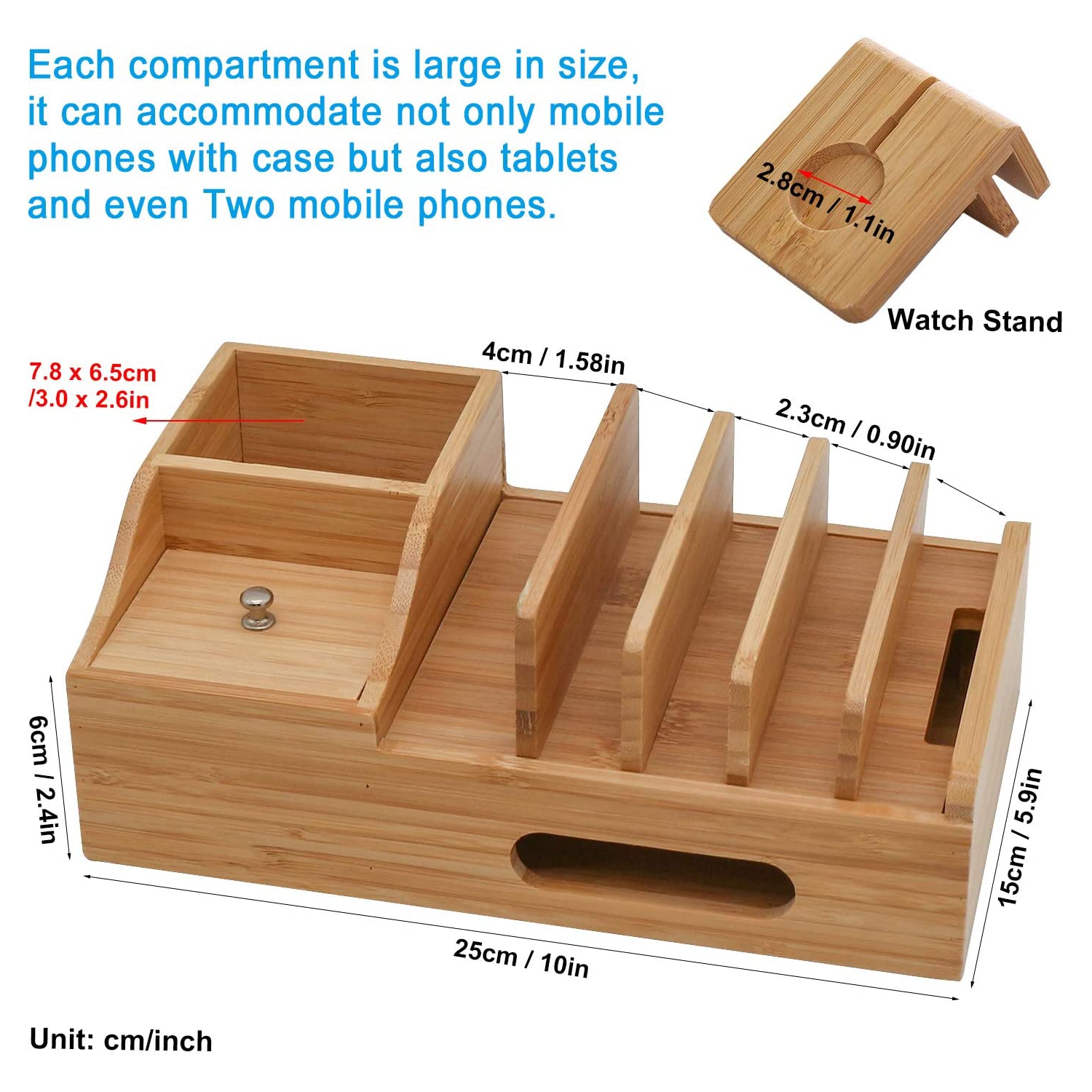 Station de recharge en bambou de Pezin et Hulin pour plusieurs appareils, poste de charge poste de charge poste de rangement poste de travail