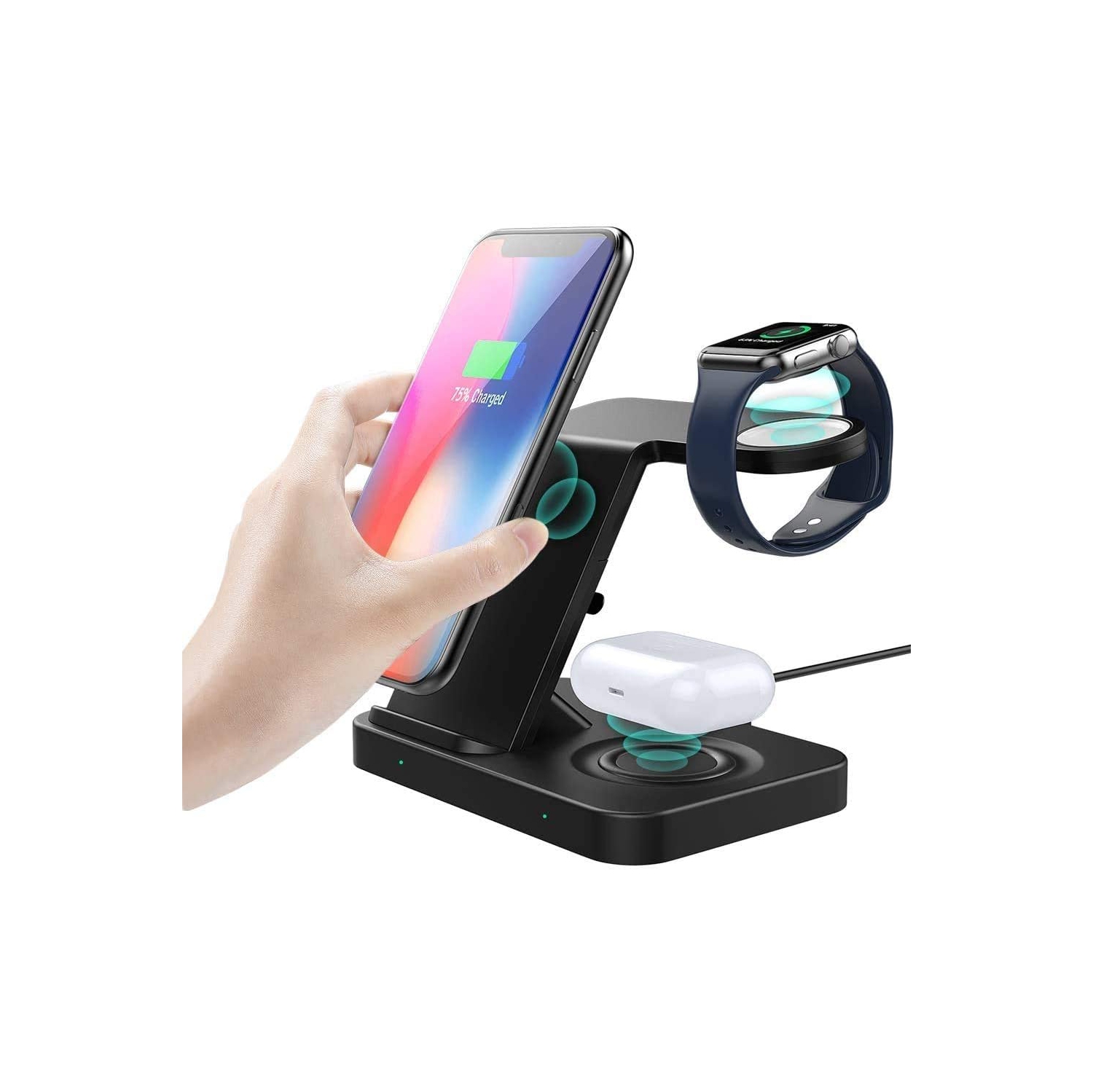 3 in 1 Wireless Charger Stand Qi Fast Charging Station Dock Compatible iPhone 13/12/11 Pro Max SE Samsung S20/S10,