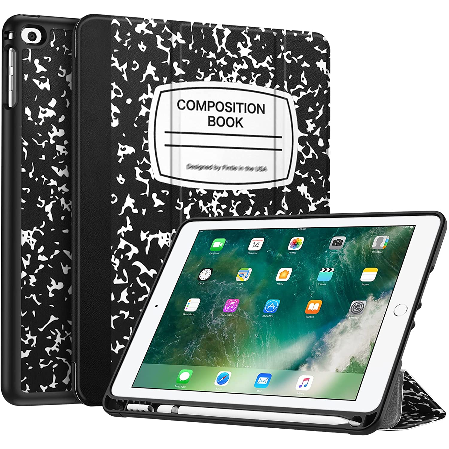 SlimShell Case for iPad 6th Generation 2018 / iPad 5th Gen 2017/ iPad Air 2 / iPad Air - [Built-in Pencil