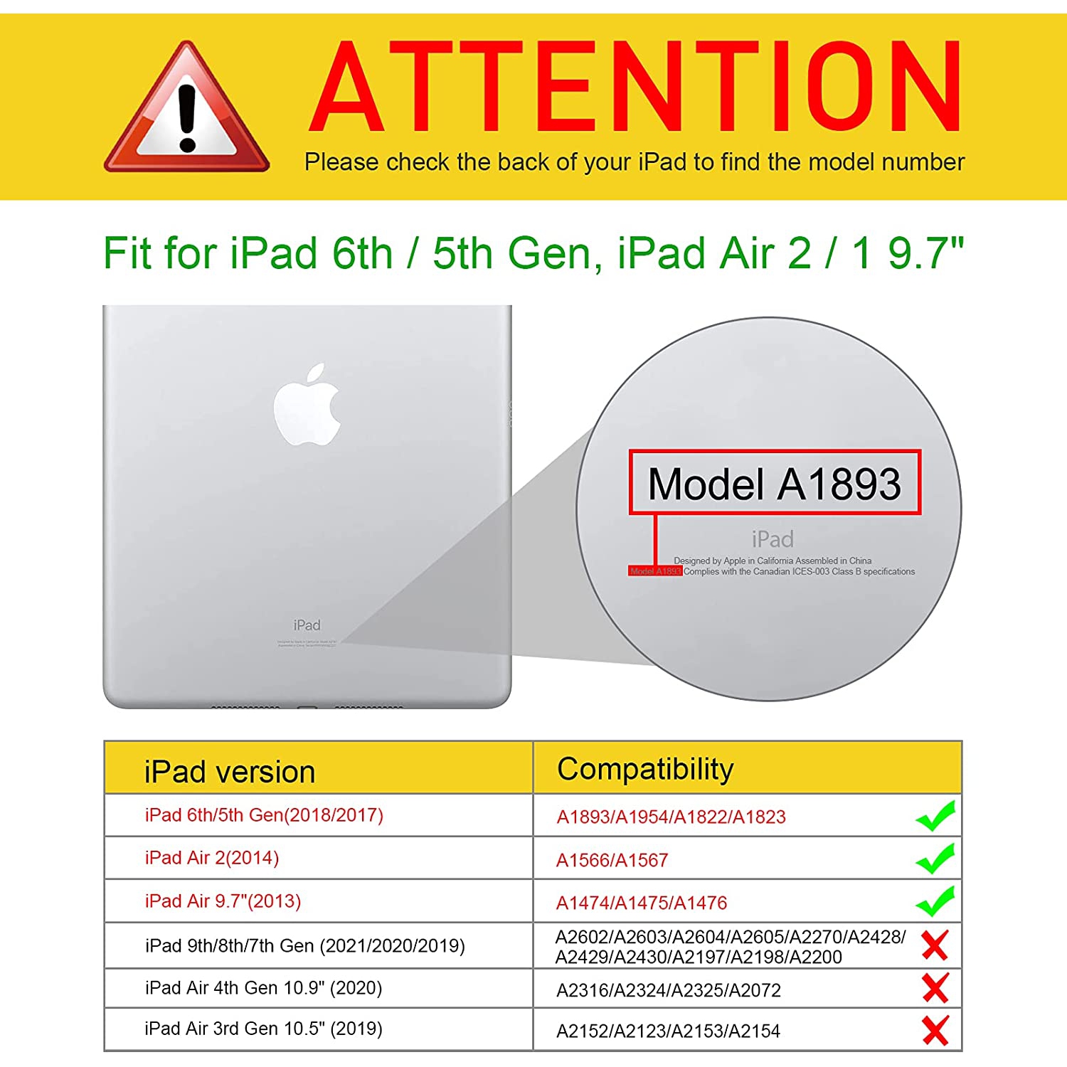 SlimShell Case for iPad 6th Generation 2018 / iPad 5th Gen 2017/ iPad Air 2 / iPad Air - [Built-in Pencil