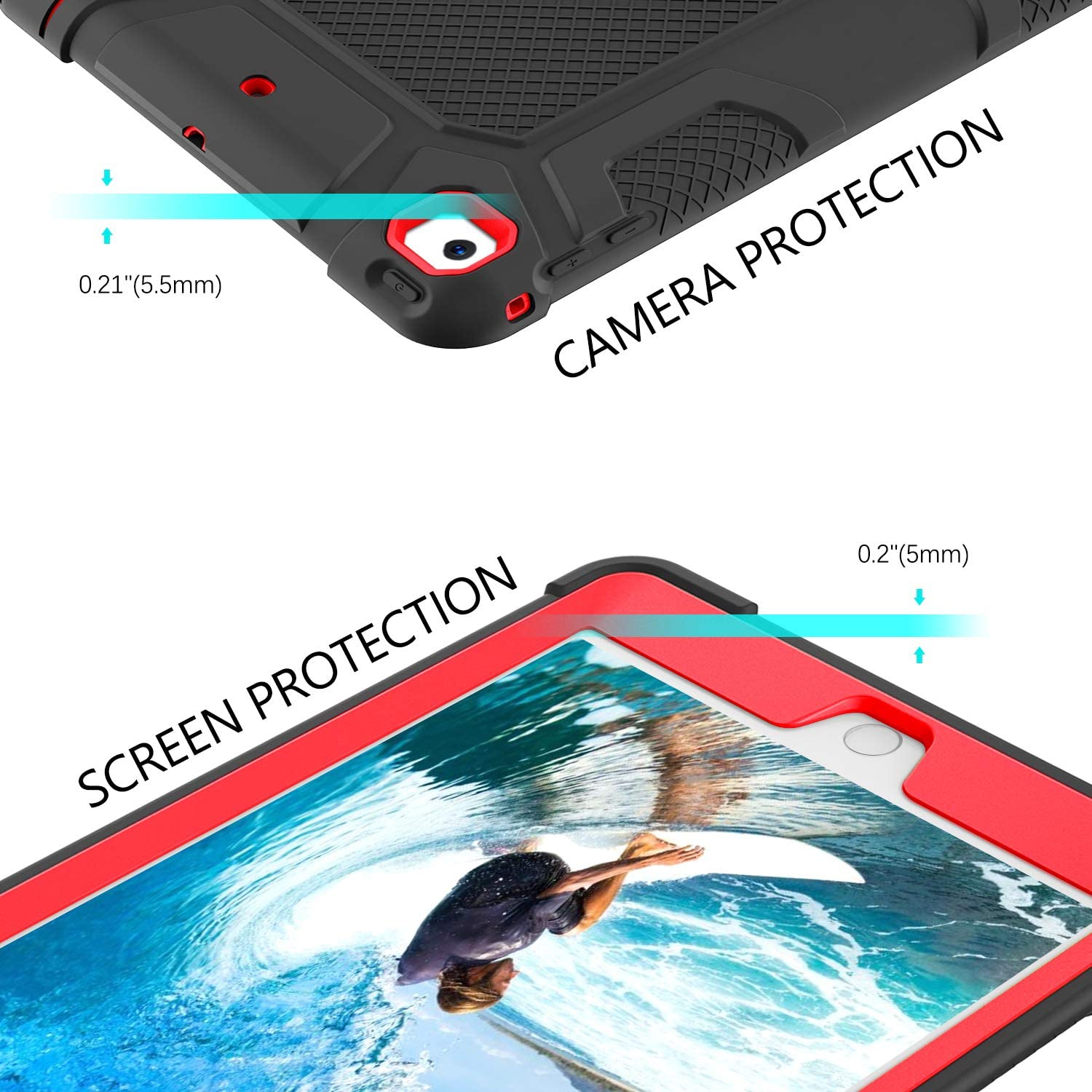 iPad Case 2018 9.7 inch iPad Case 2017 9.7 inch Stand Shockproof Heavy Duty Three Layer High Impact Full-Body