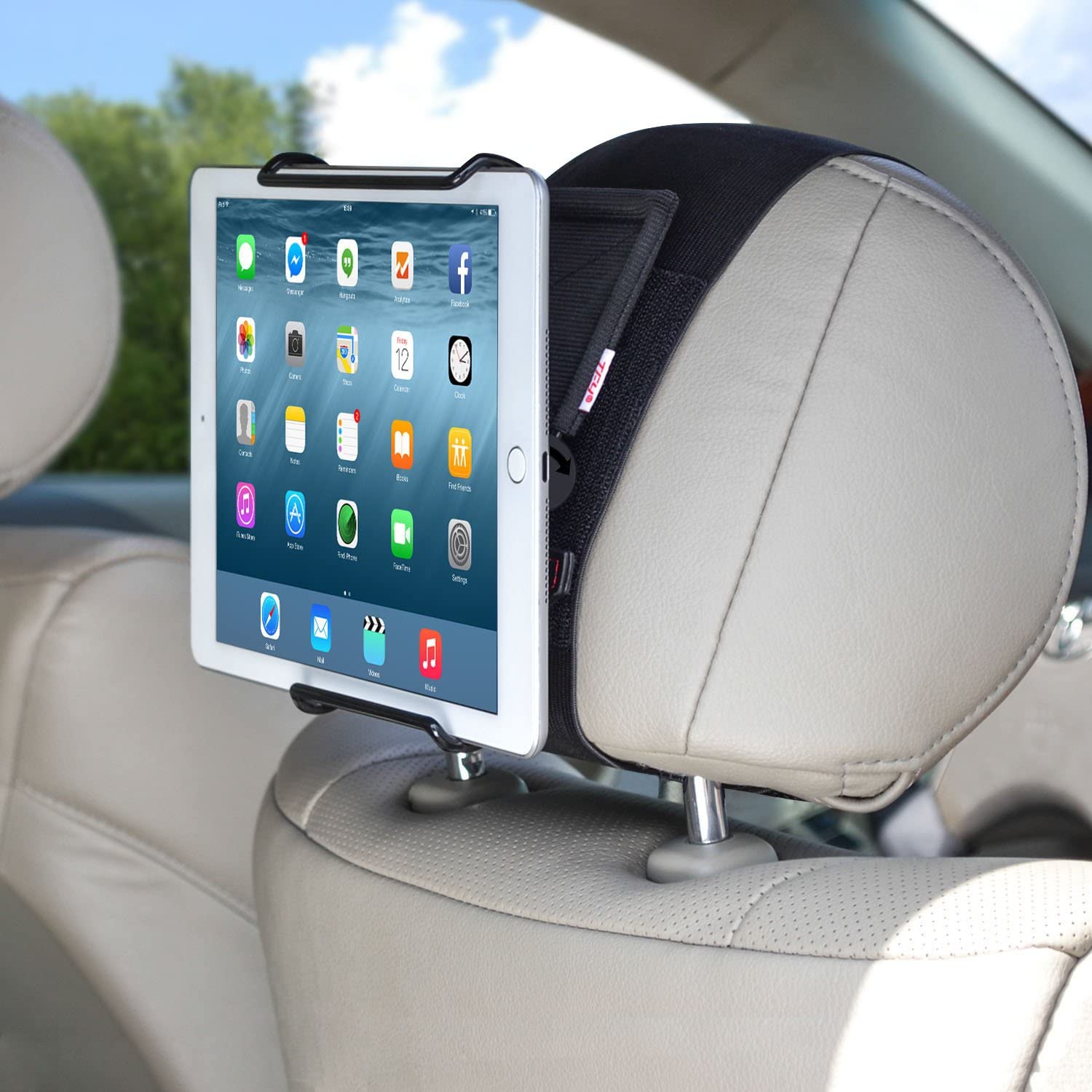 Universal Car Headrest Mount Holder with Angle- Adjustable Holding Clamp for Tablet - iPad Mini/iPad Pro/iPad