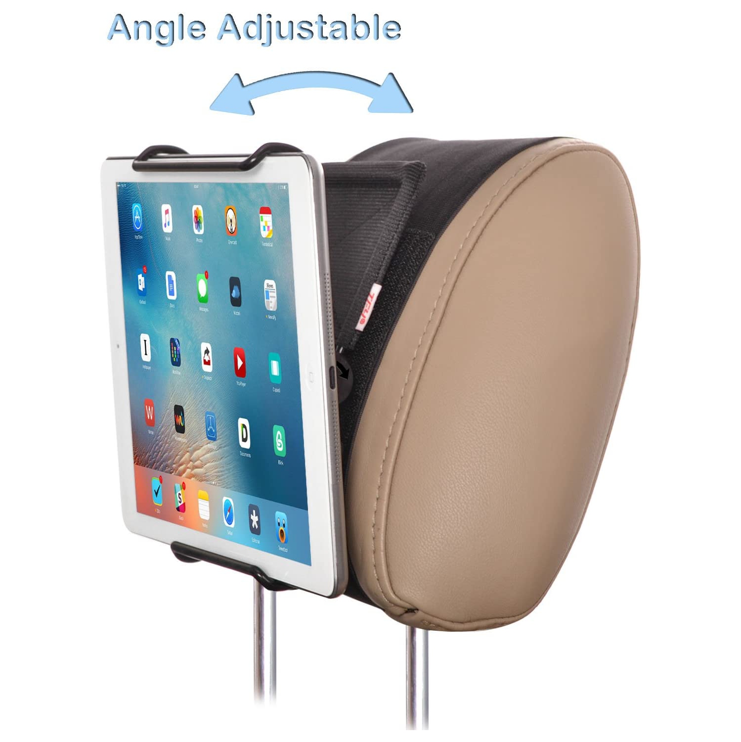 Universal Car Headrest Mount Holder with Angle- Adjustable Holding Clamp for Tablet - iPad Mini/iPad Pro/iPad