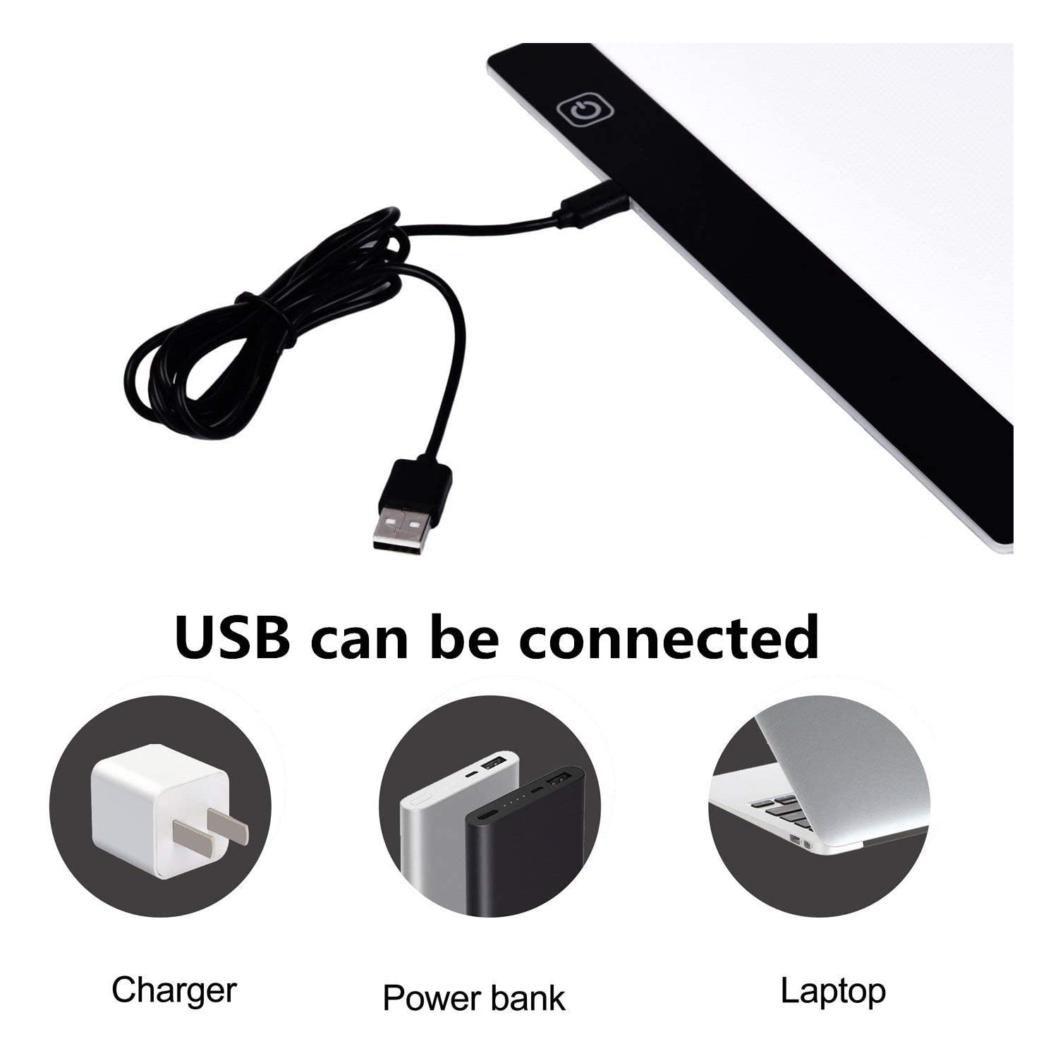 Boîte lumineuse à DEL A4 dispositif de repérage USB Adaptateur de tablette à DEL Power ajustable pour peinture diamant 5D DIY