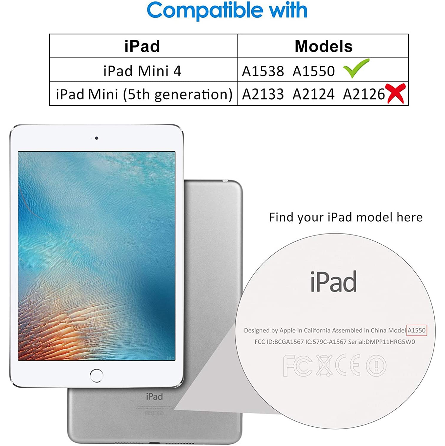 Case for iPad Mini 4, Smart Cover with Auto Sleep/Wake, Red