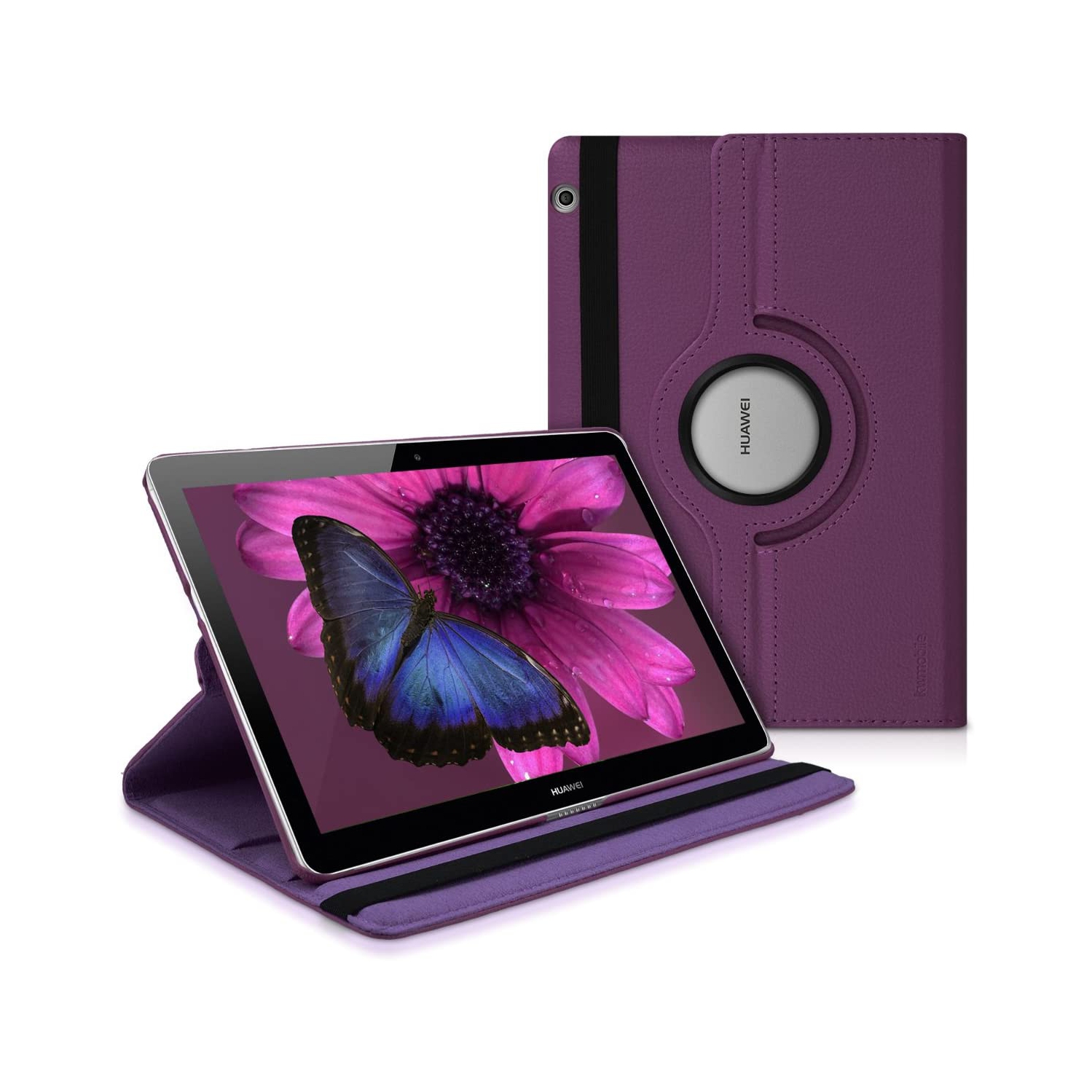 Rotating Case Compatible with Huawei MediaPad T3 10 - Case PU Leather Tablet Cover with Stand - Violet