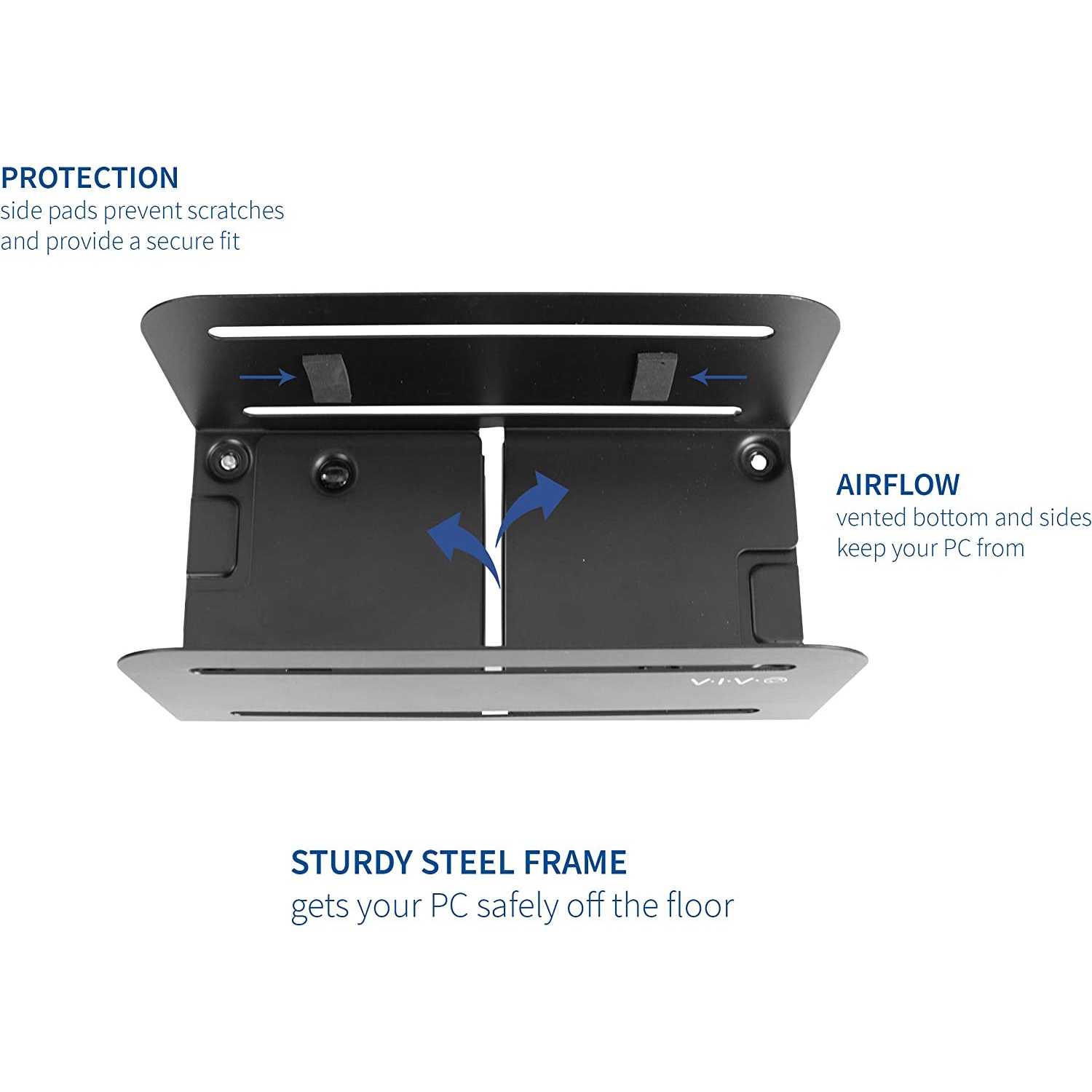 Tour d’ordinateur noire ATX, support à roulettes en acier pour unité centrale, support mobile réglable avec roulettes verrouillables