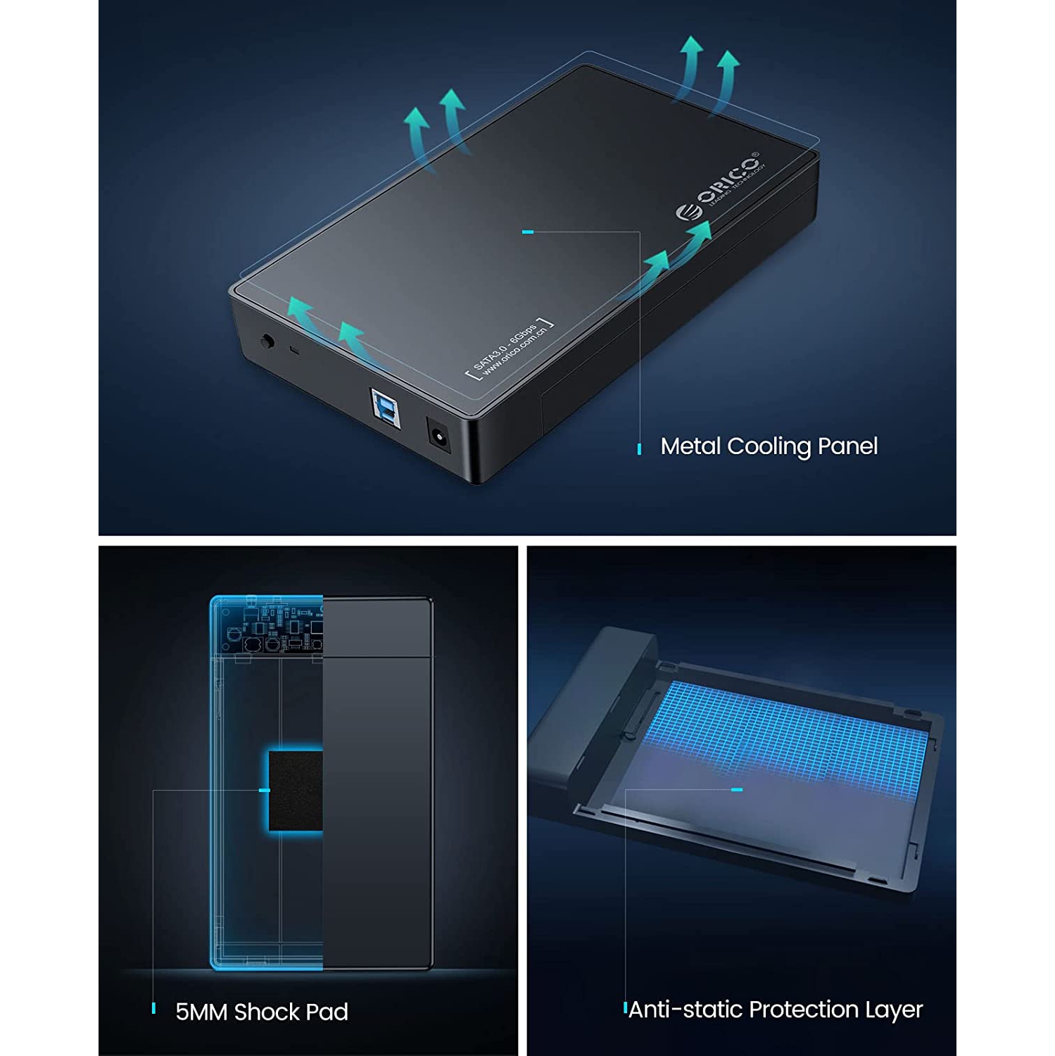3588US3 Tool Free Screw-Less USB 3.0 3.5-inch External Hard Drive Enclosure Adapter Case for SATA HDD and SSD