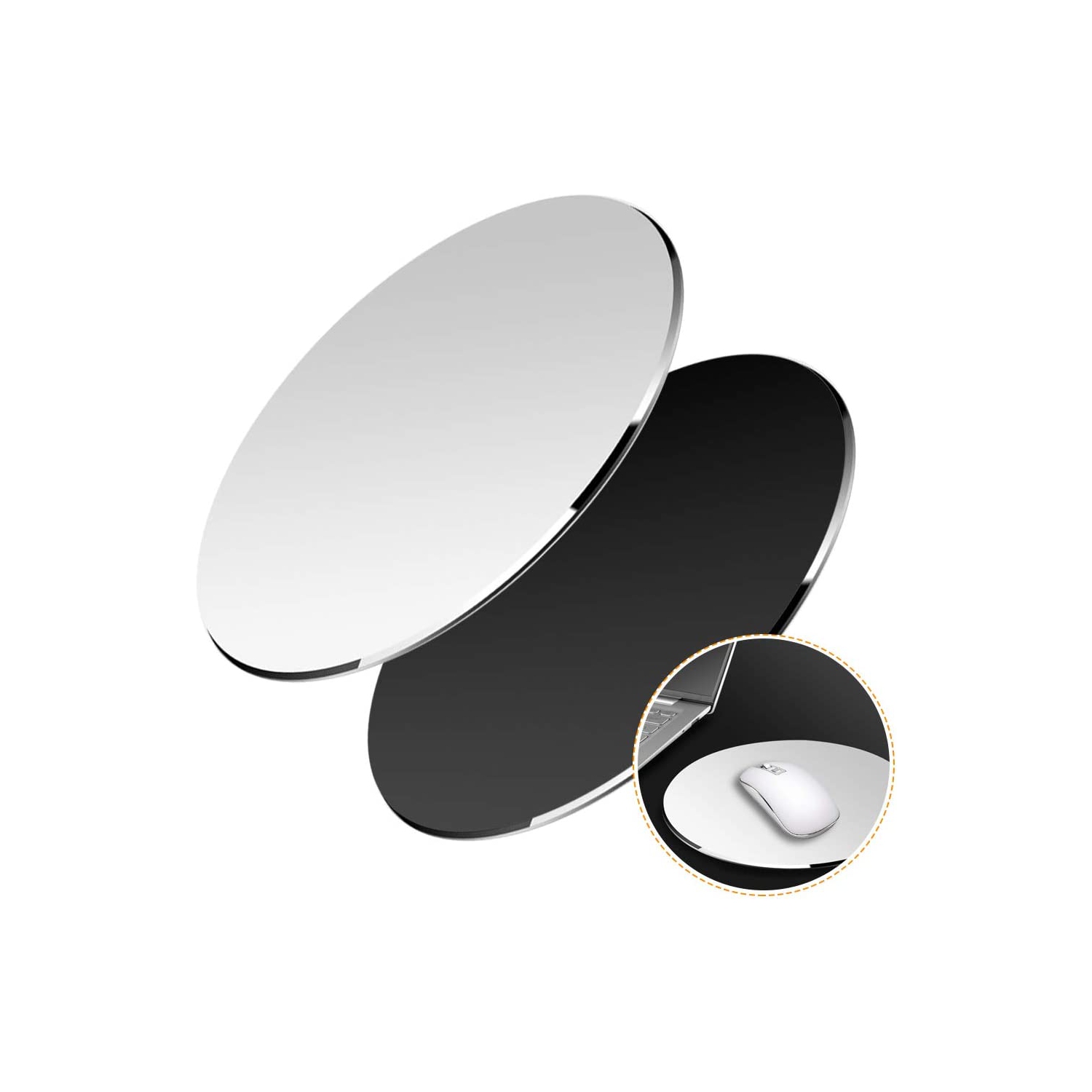 Paquet de 2 tapis de souris en aluminium, tapis de souris à deux côtés Smooth Magic Ultra Thin pour une souris rapide et précise