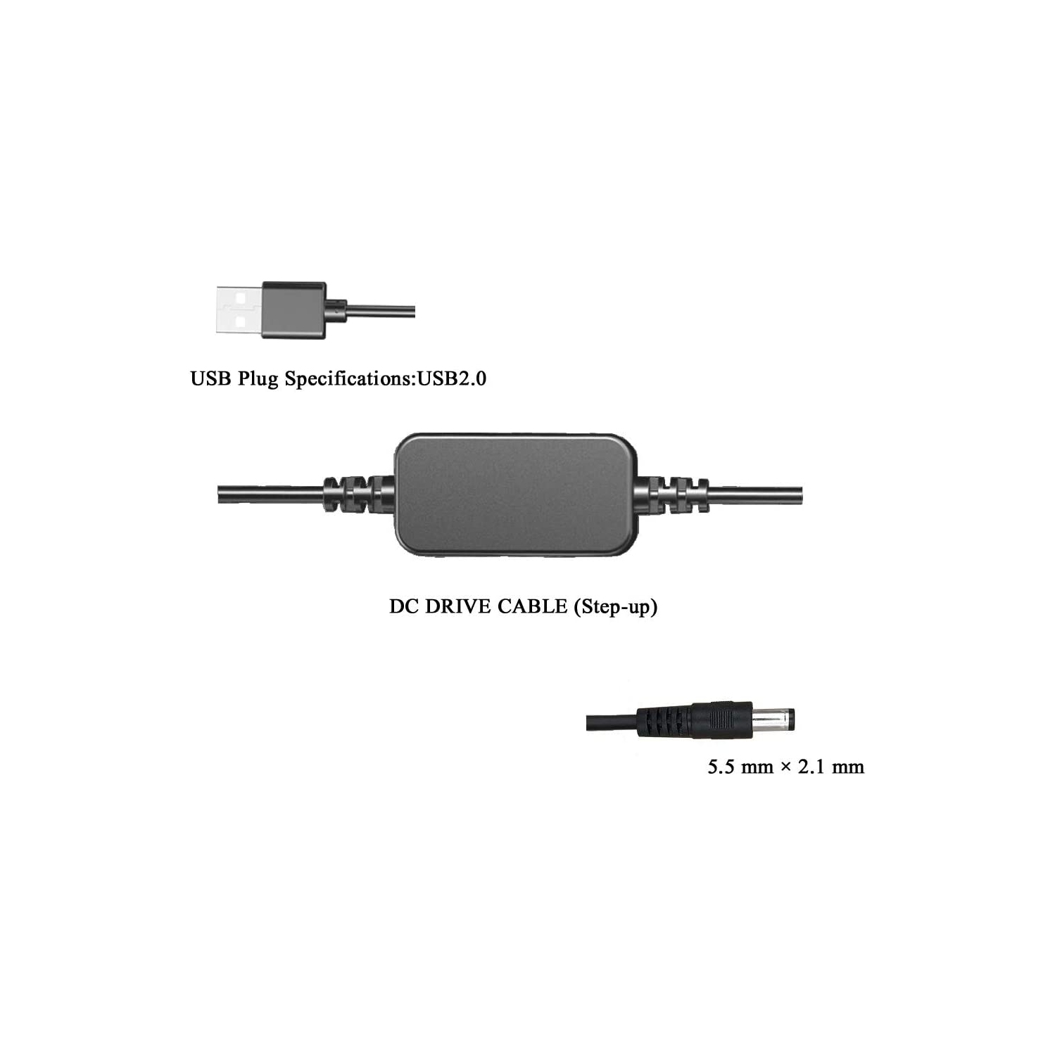 Adaptateur d’alimentation USB CA 5 V-8,4 V ACK-E18 + câble de chargement 5V3A + poignée c.c. pour batterie factice DR-E18 pour EOS 750D de Canon
