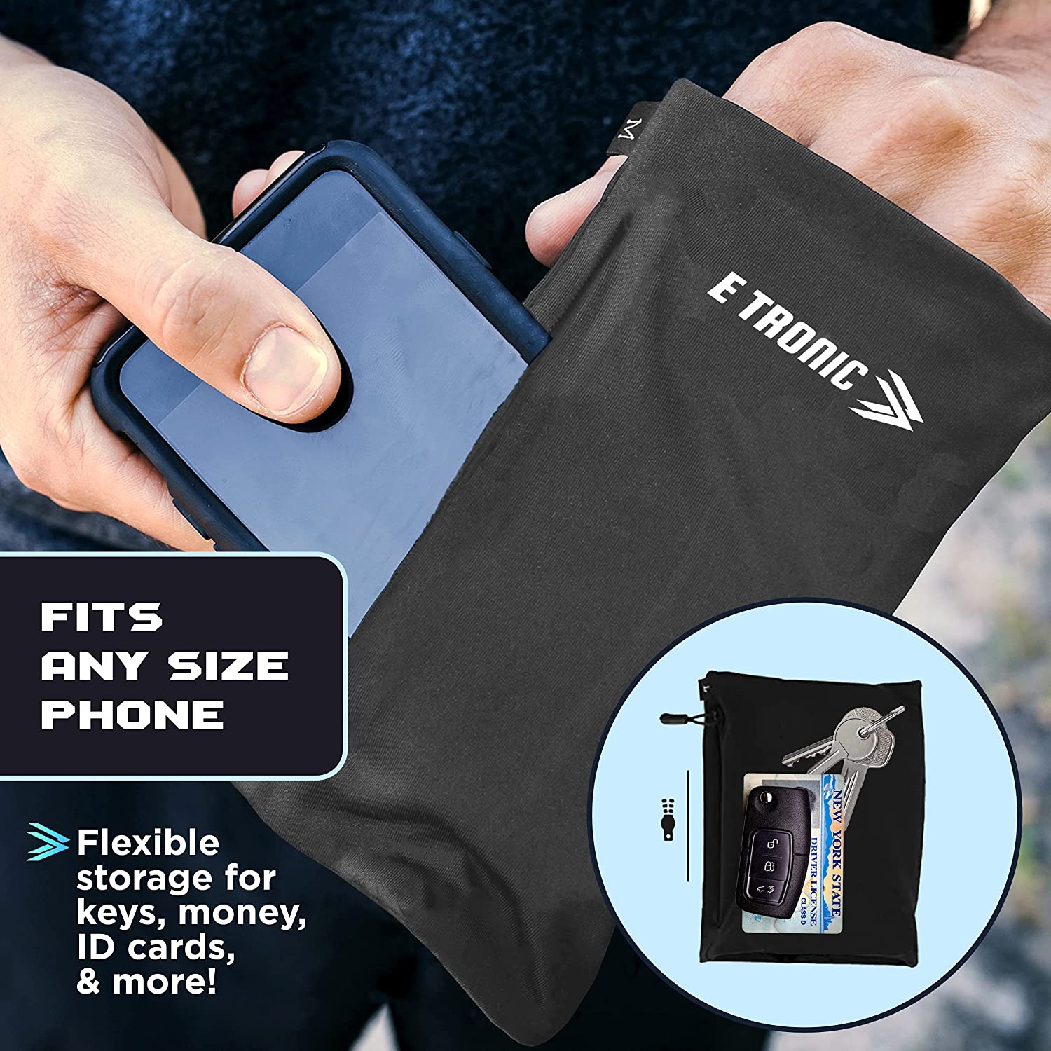 E Tronic Edge Phone Holder for Running - Cell Phone Holder Arm Bands w/ Reflective Logo - Armband w/