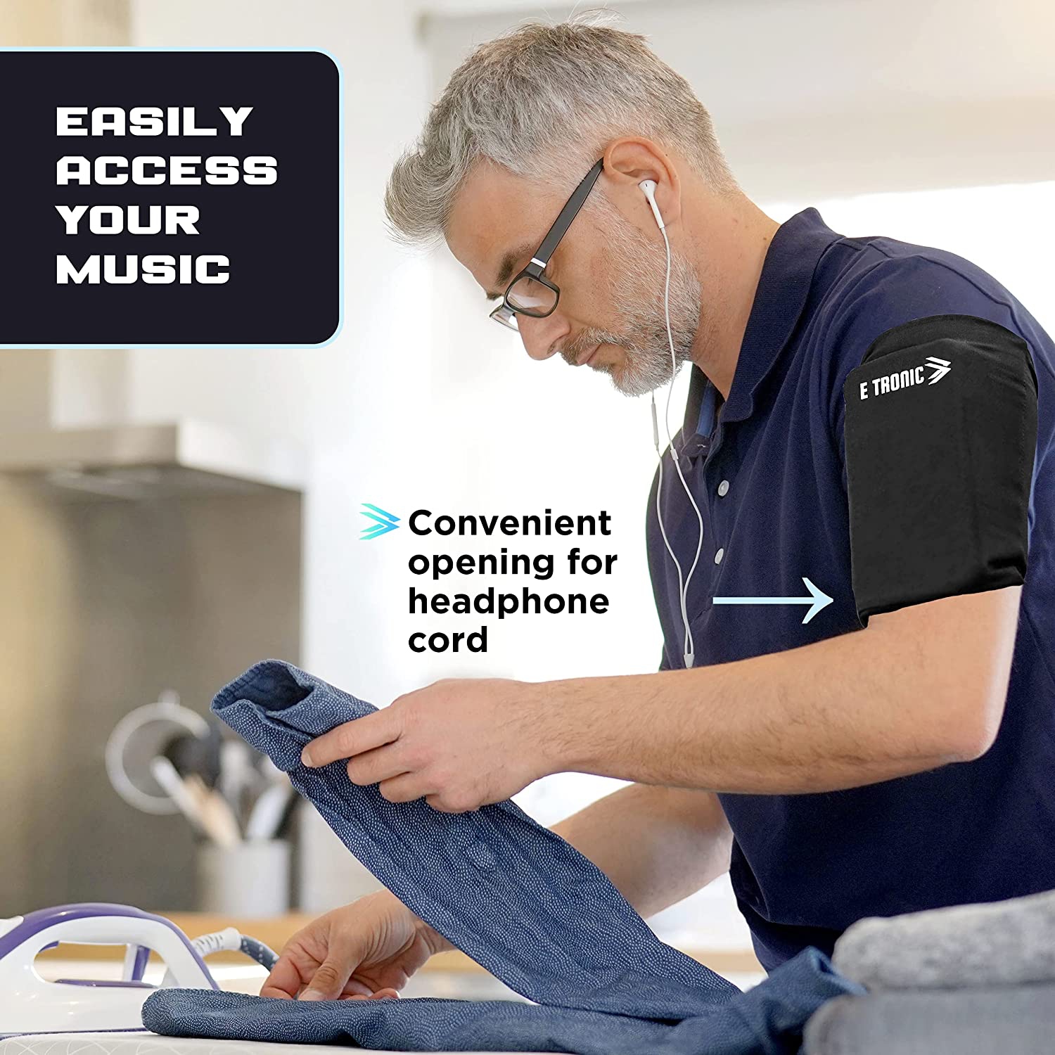 E Tronic Edge Phone Holder for Running - Cell Phone Holder Arm Bands w/ Reflective Logo - Armband w/