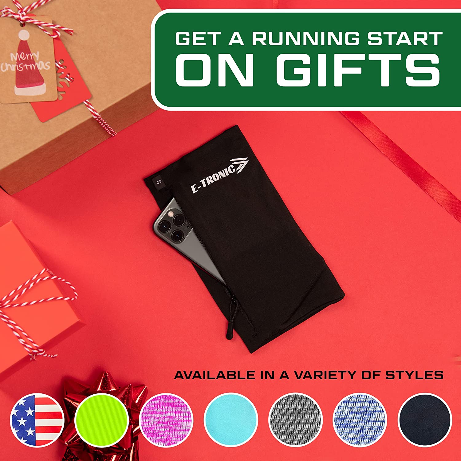 E Tronic Edge Phone Holder for Running - Cell Phone Holder Arm Bands w/ Reflective Logo - Armband w/