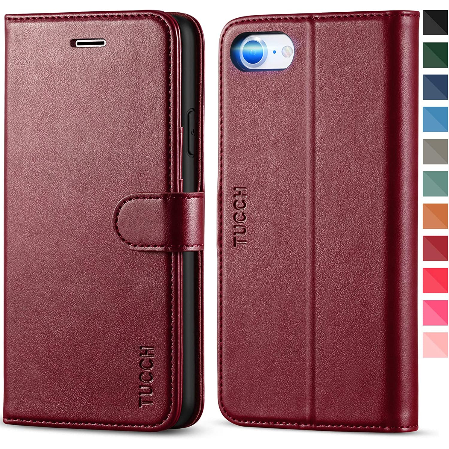 iPhone SE 2020 Case, Premium iPhone 7 / iPhone 8 Leather Folio Case Wallet Magnetic Closure Flip Multiple Card