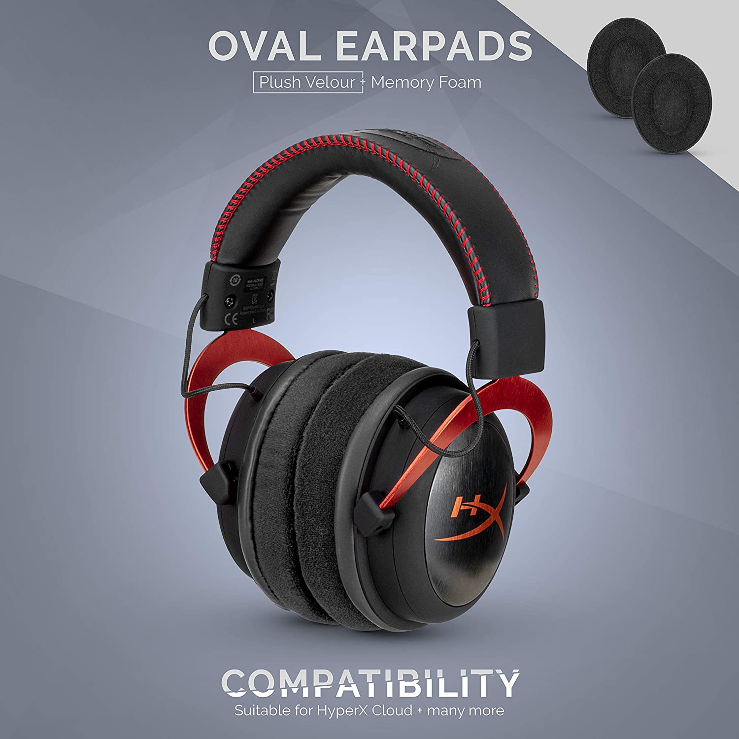 Velour Ear Pads Compatible With ATH M50X, M50XBT, M40X, M30X, X, SHURE, Turtle Beach, AKG, ATH, ,