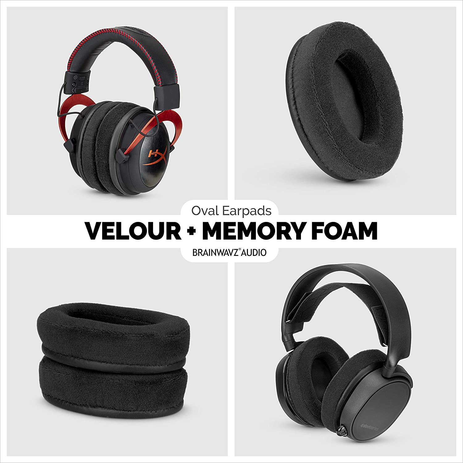 Velour Ear Pads Compatible With ATH M50X, M50XBT, M40X, M30X, X, SHURE, Turtle Beach, AKG, ATH, ,