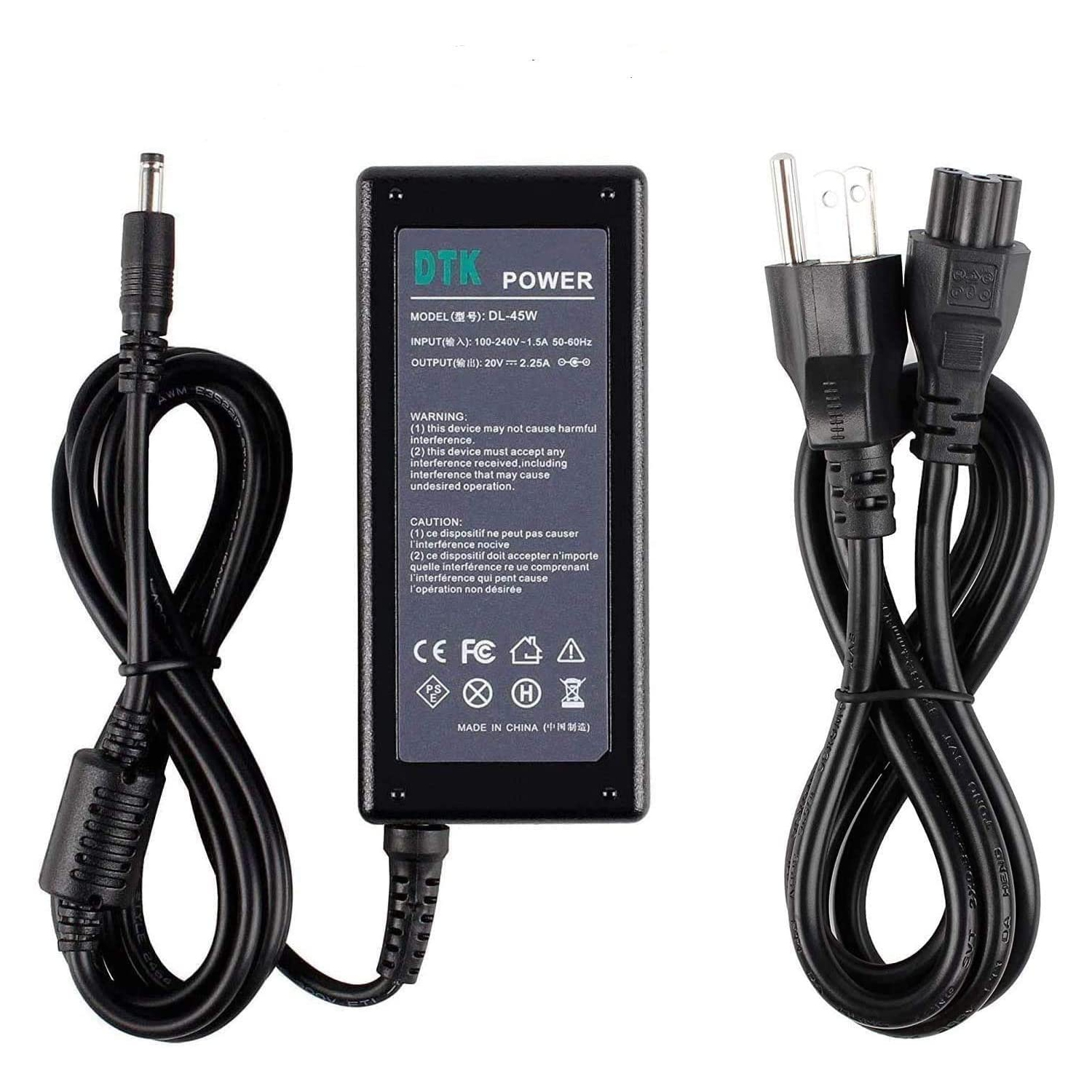 Ac Adapter Laptop Computer Charger/Notebook PC Power Supply for Lenovo Output: 20V 2.25A 45W Power Cord