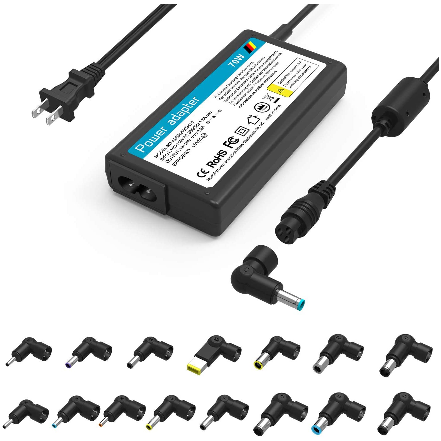 70W 18.5V-20V Universal Ultrathin AC Adapter Laptop Charger Power Supply for HP Lenovo Dell Asus Acer IBM