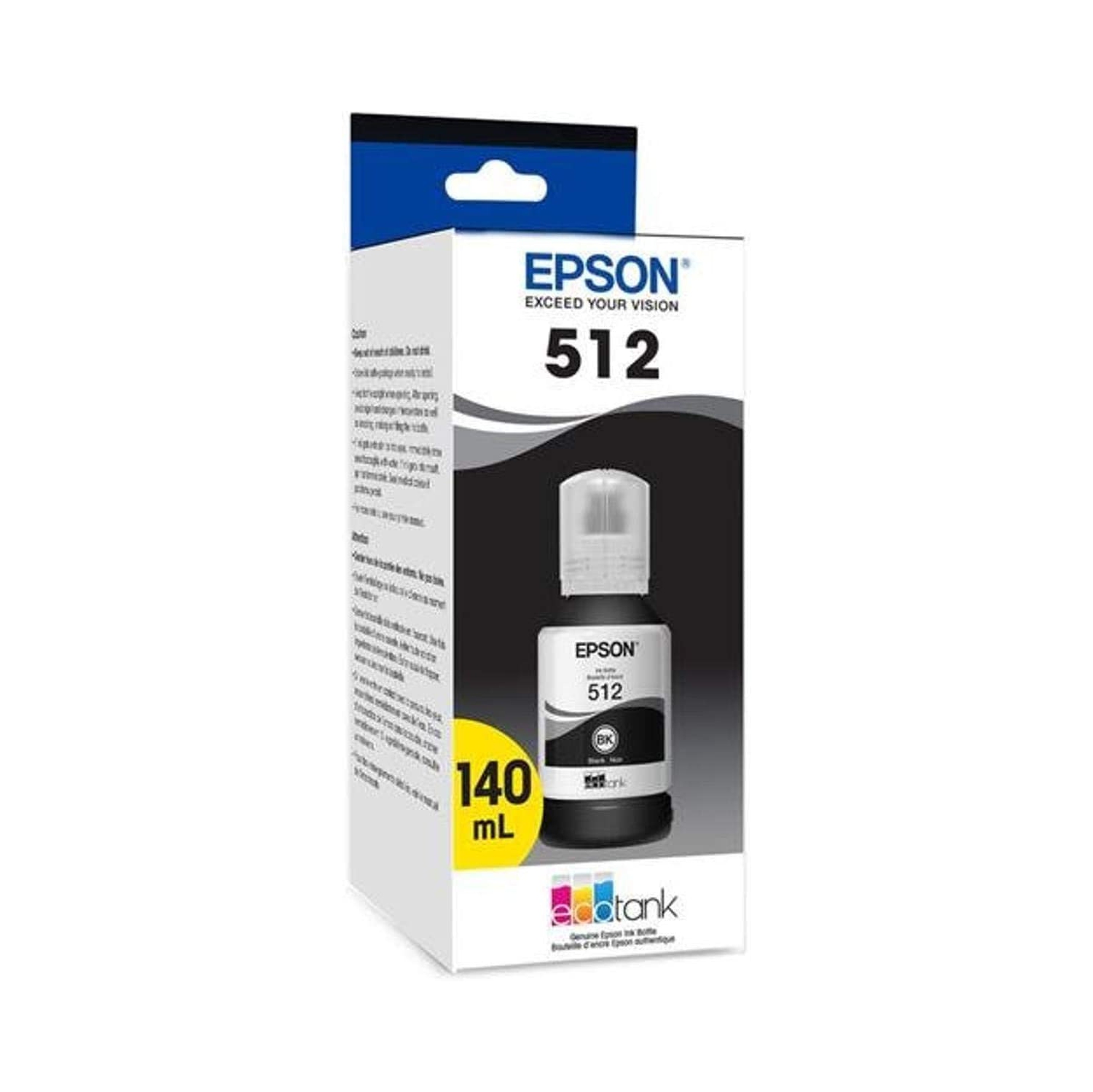 Epson 512 EcoTank Auto-Stop Ink Bottle, Black (T512120)